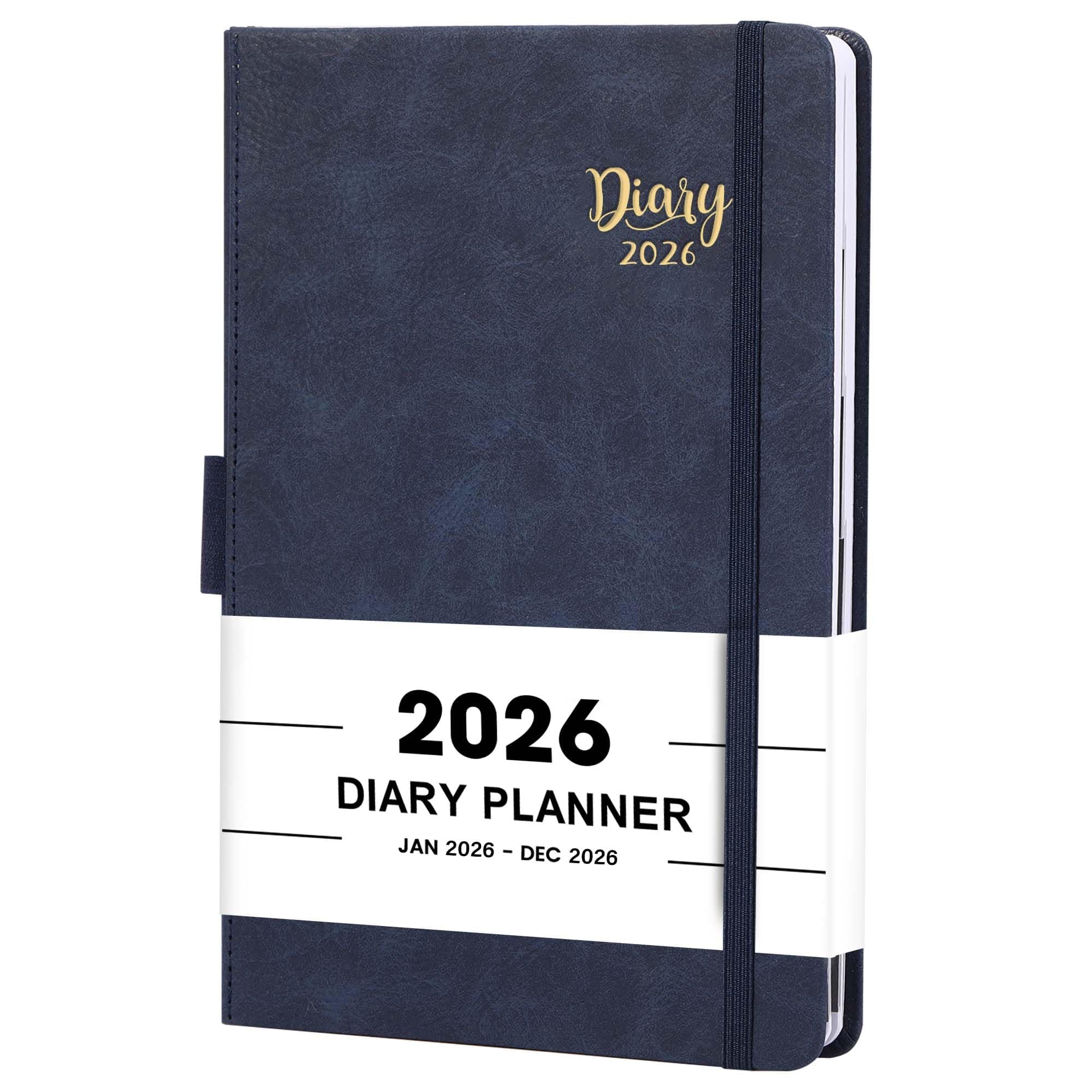 2026 Diary - Diary 2026 A5 Page a Day, Productivity A5 2026 Daily Planner from January 2026 to December 2026, with Monthly Tabs, Inner Pocket, Banded, Blue,14.3 X 21 cm