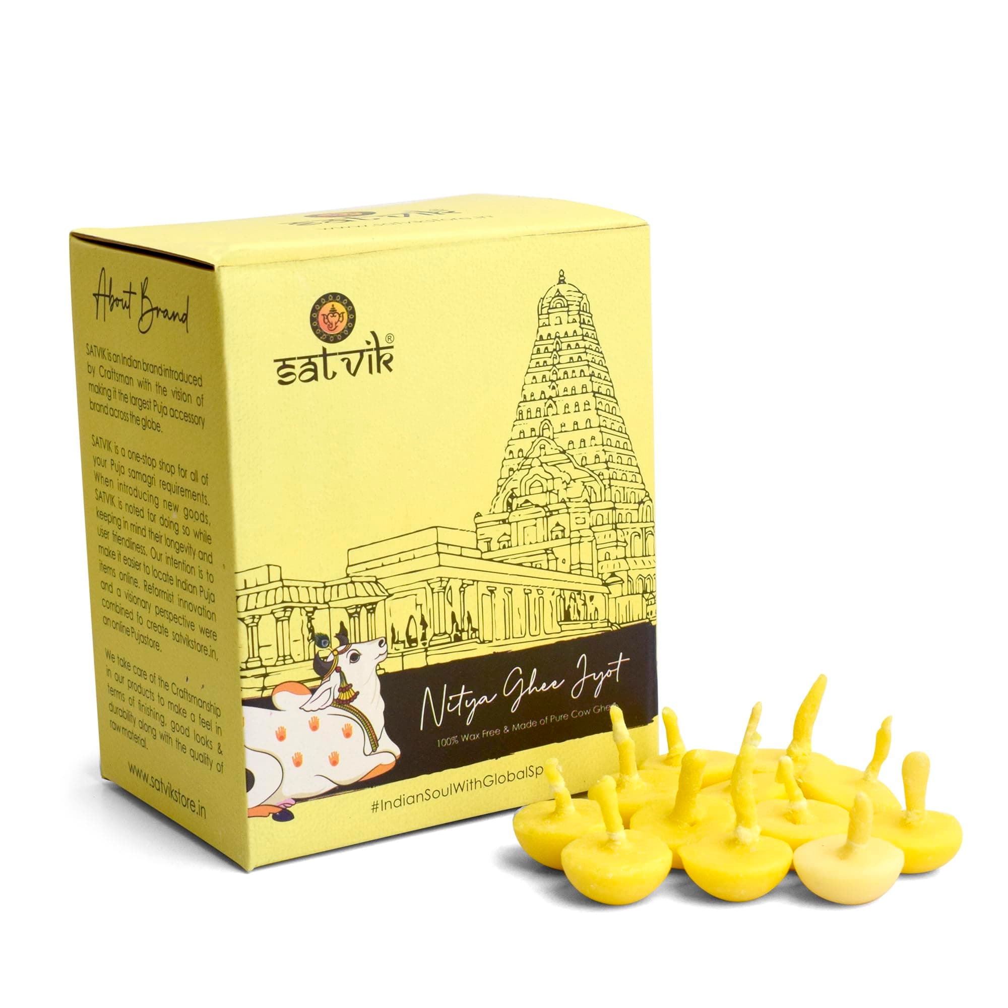 SATVIK STORE Pure Ghee Wicks (Pack of 100 Pcs) / Readymade Ghee Cotton Wicks/Diya Batti/Puja Batti (Ghee Wicks -50)