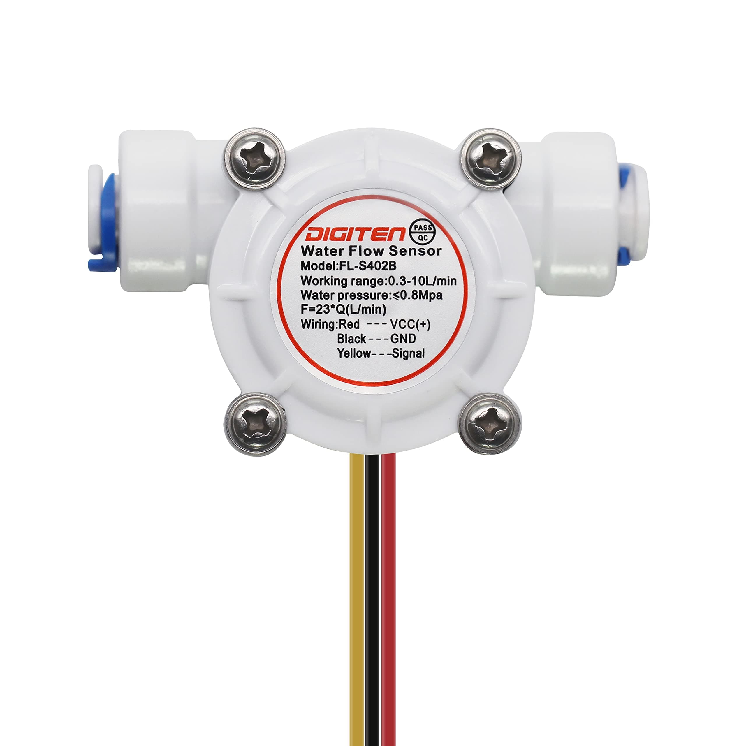 DIGITEN 1/4 Quick Connect 0.3-10L/min Water Hall Effect Flow Sensor Meter