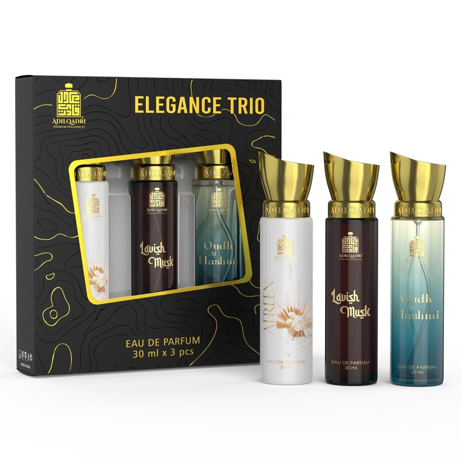 Generic Adil-qadri Elegance Trio Luxury Perfume Set | Gift Set For Men & Women (3 x 30 ML) | Long Lasting Scents Of Sweet, Musky & Fruity Notes
