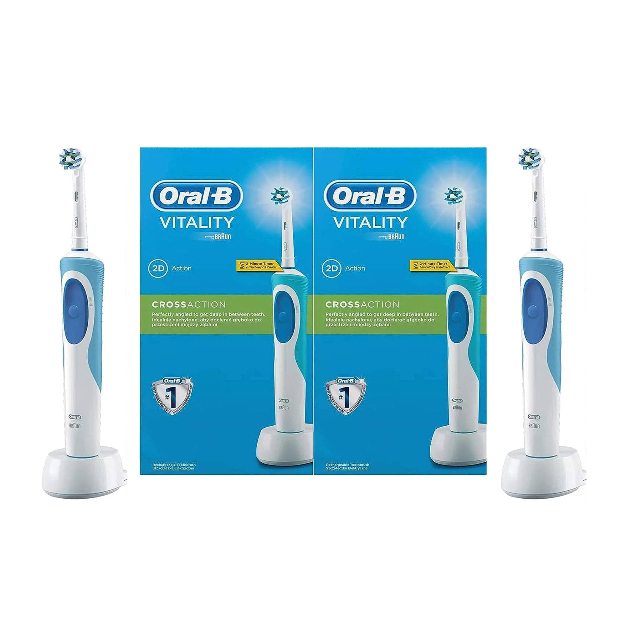 D12.513 Vitality 1+1 Free - D12 Bundle Pack - Vitality Precision Clean Clam Shell, 2 Minutes Timer, Rechargeable Electric Toothbrush (Packaging may vary)