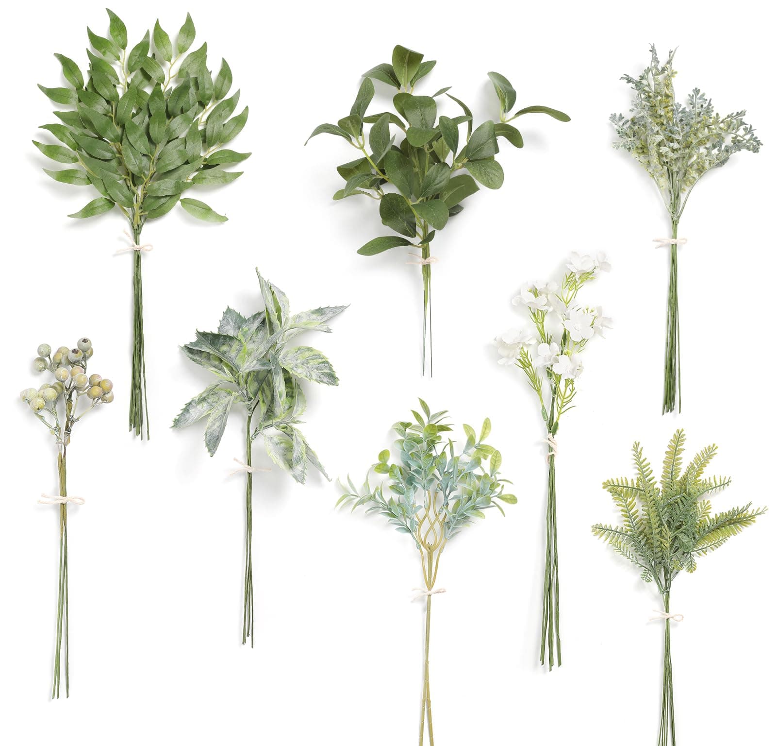 - Serra Flora Artificial Greenery Stems Box Set,(Pack of 42pcs) with 8 Kinds of Faux Pink Green Filler for DIY Bridal Bouquets Wedding Floral Arrangement Table Centerpieces