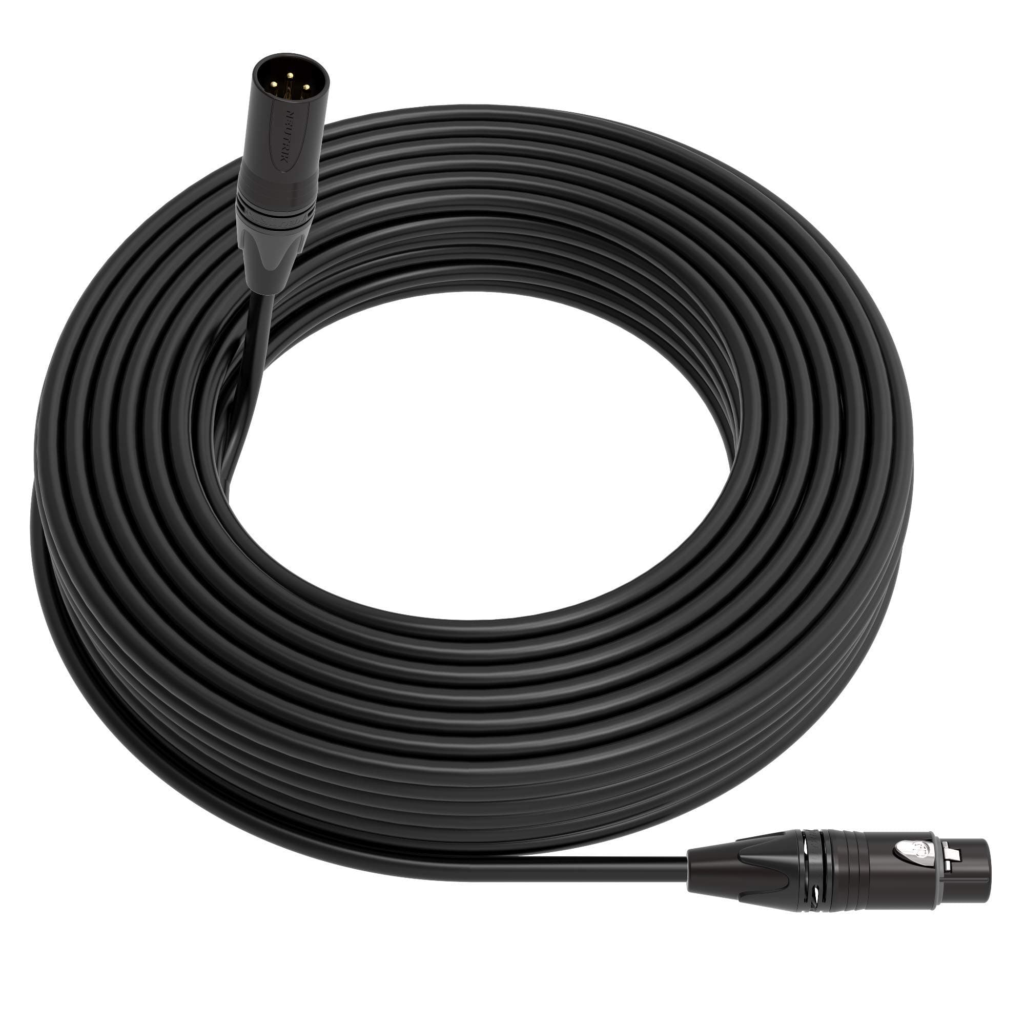 Canare L-4E6S Star Quad Balanced Microphone Cable | XLR Male 3-Pin to XLR Female 3-Pin | Neutrik Gold | 150 Feet | Black | Assembled in The USA