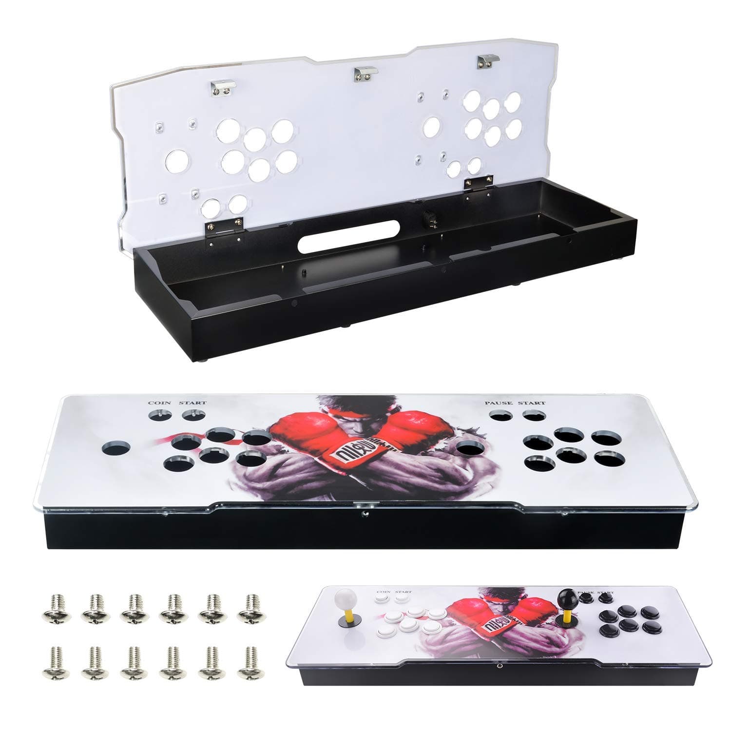 TAPDRA DIY Acrylic Panel and Metal Arcade Case kit for 2 Player 2P Joysticks Replacement Arcade Game Machine Cabinet Controller Arcade Stick Empty Box