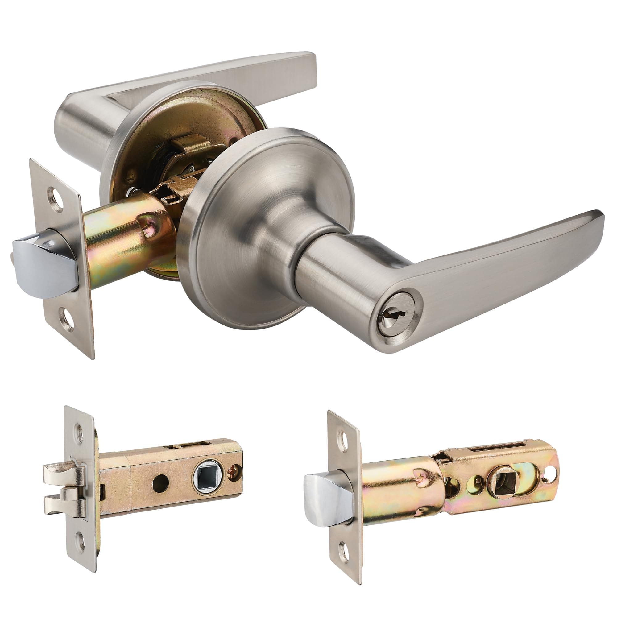 – Wave Lever Keyed Entry Door Lock/Door Knob Hardware Wave Handle and Closet Lockset(802-ET)