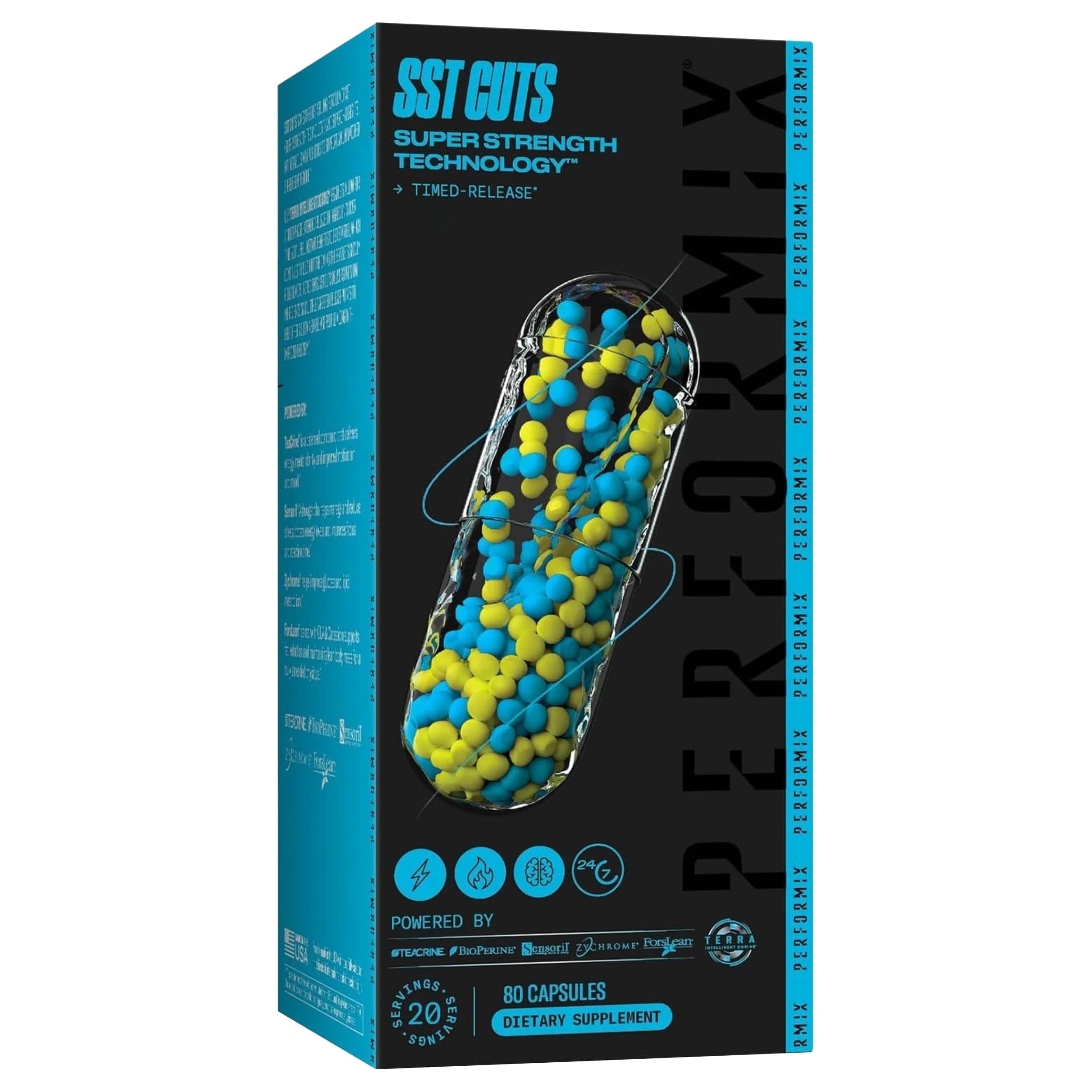 PERFORMIX SST Cuts Super Strength Technology - Energy, Focus & Mood - Nootropic, Caffeine, Zychrome & Teacrine - Pre Workout Supplement for Men & Women - 80 Servings