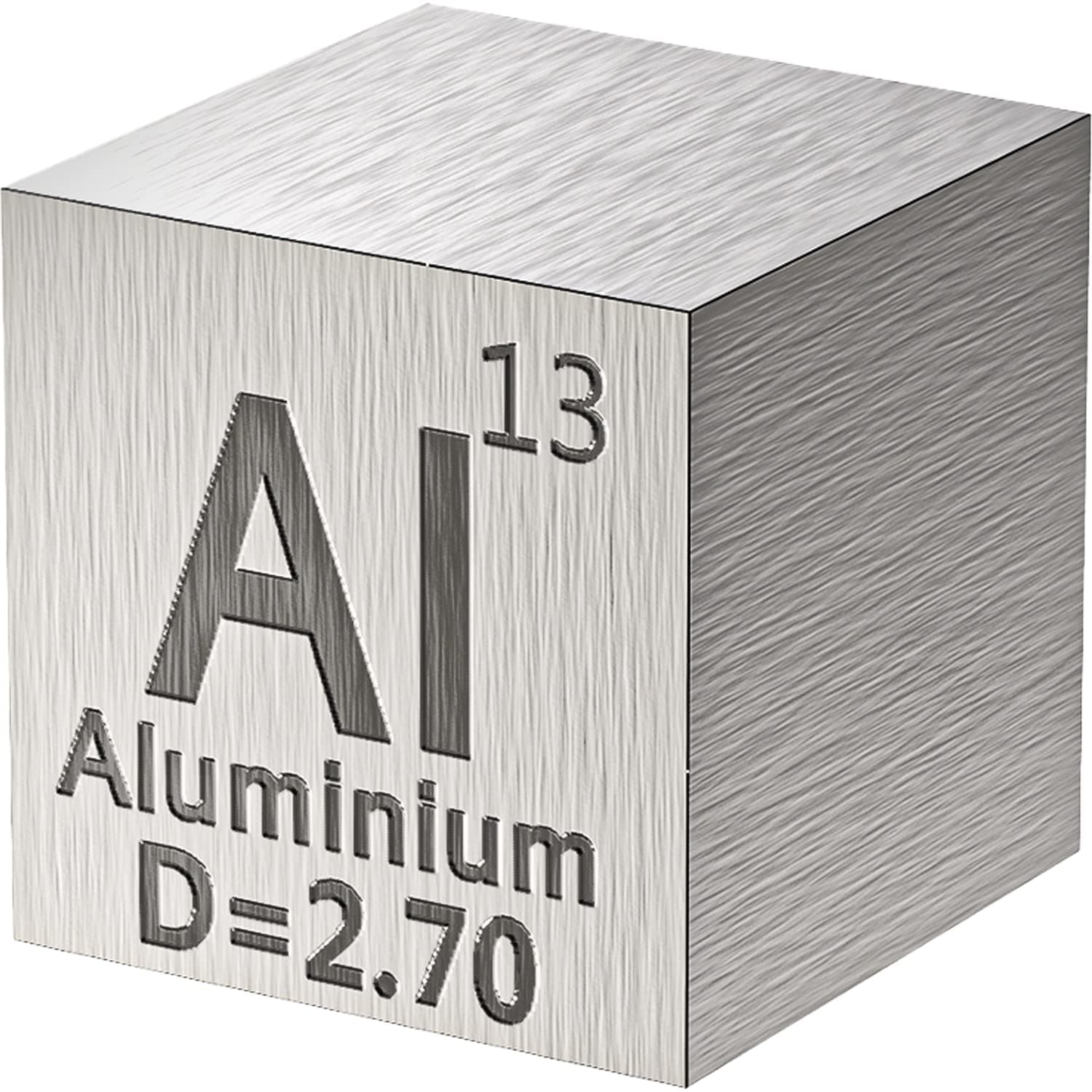 Aluminum Cube - Metal Element Cubes - Laser Engraved Density Cube Set for a Periodic Table of Elements Collection - (Aluminum, 10mm)