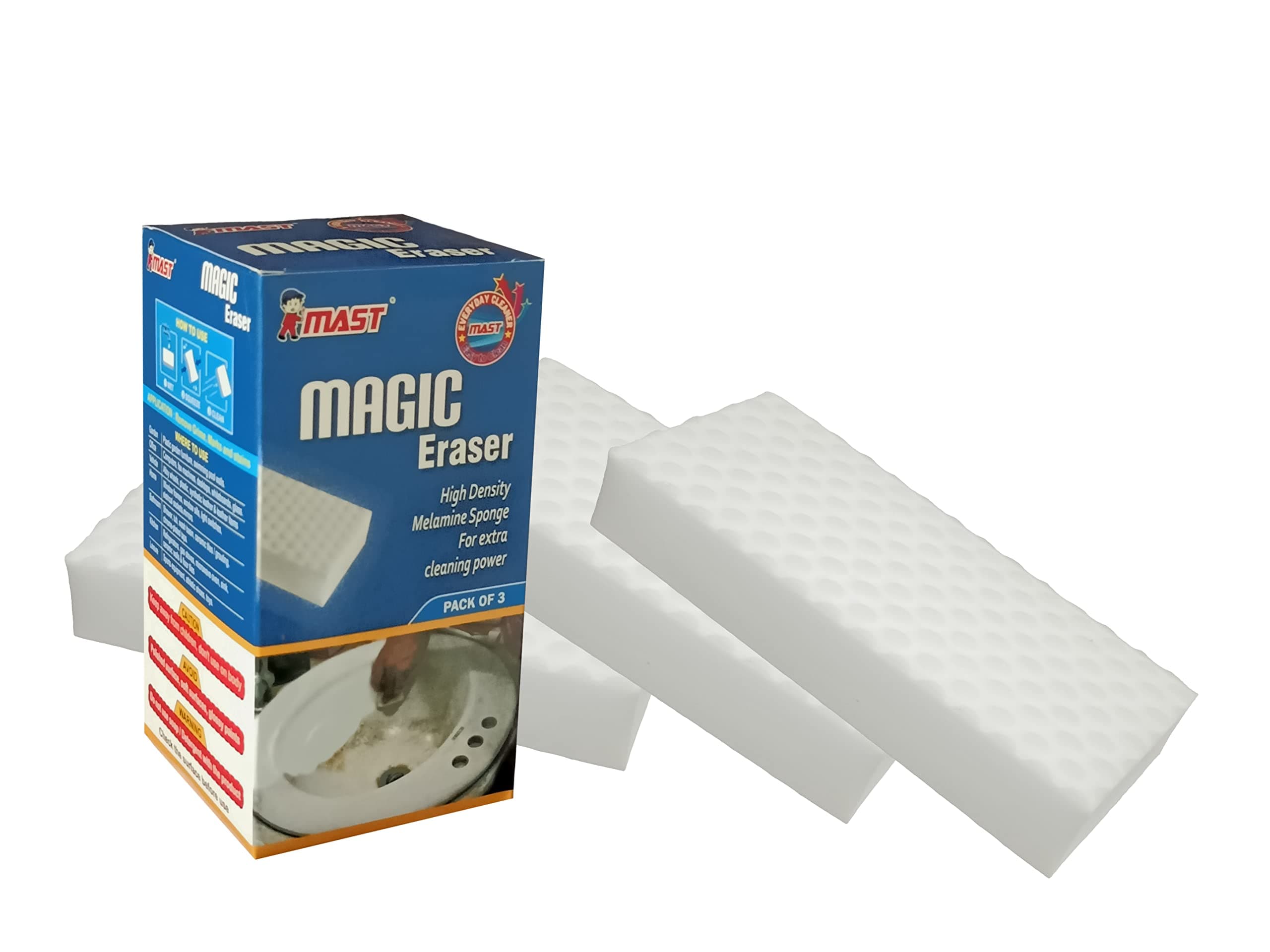 Mast Magic Eraser Melamine Sponge for Stain Removal (Pack of 3)