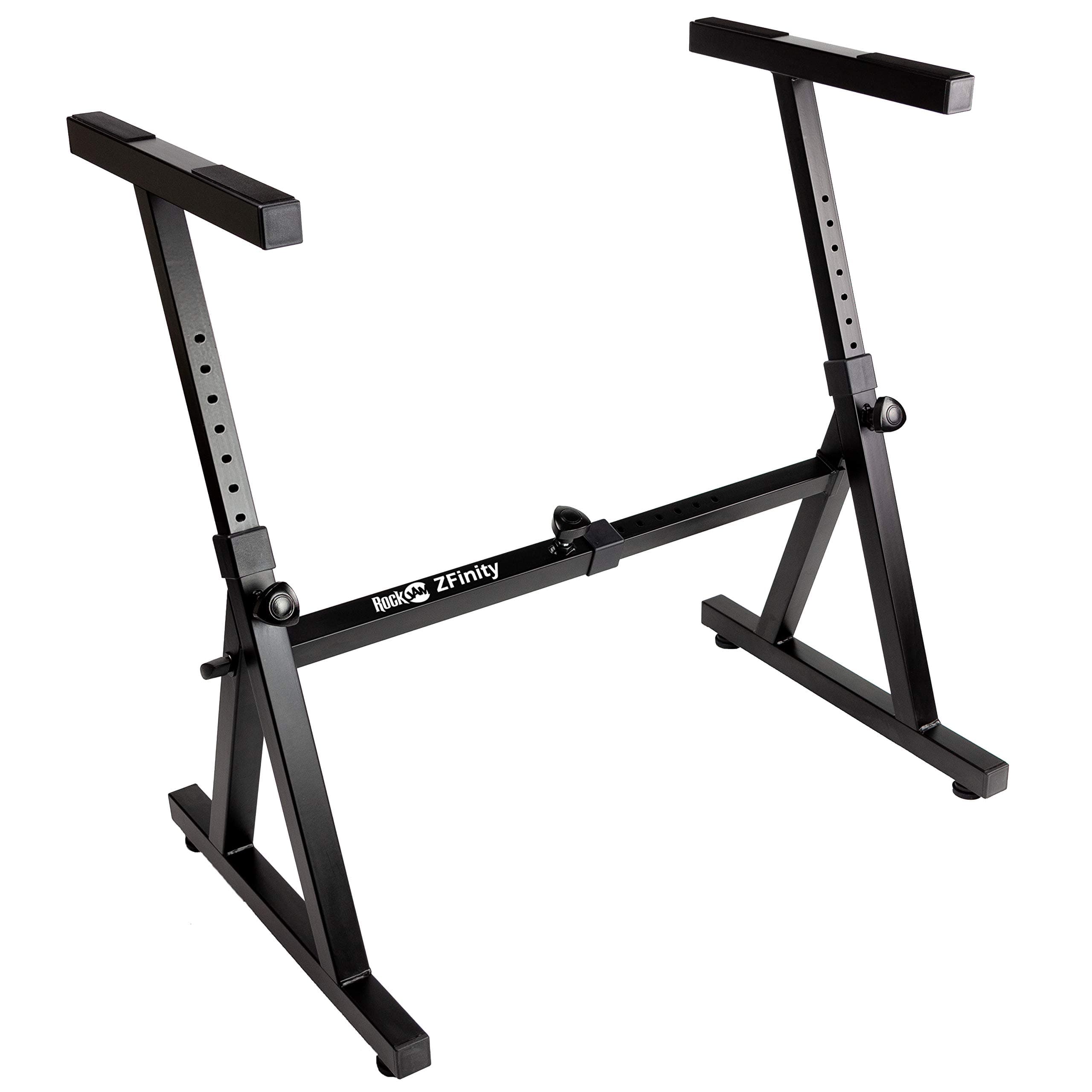 RockJam Z Frame Keyboard Stand Heavy Duty Adjustable – Professional Digital Piano Stand with High Load Capacity, Stable Z Style Design, Includes Lessons, Anti-Slip Feet for Stage & Studio Use