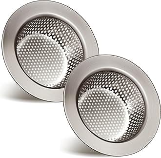 Retisee 2 Pcs Sink Strainer Stainless Steel Kitchen Sink Drain Strainer Basket Cover Mesh Hair Food Catcher, Large Wide Rim of 4.4 Diameter(Brushed Silver)