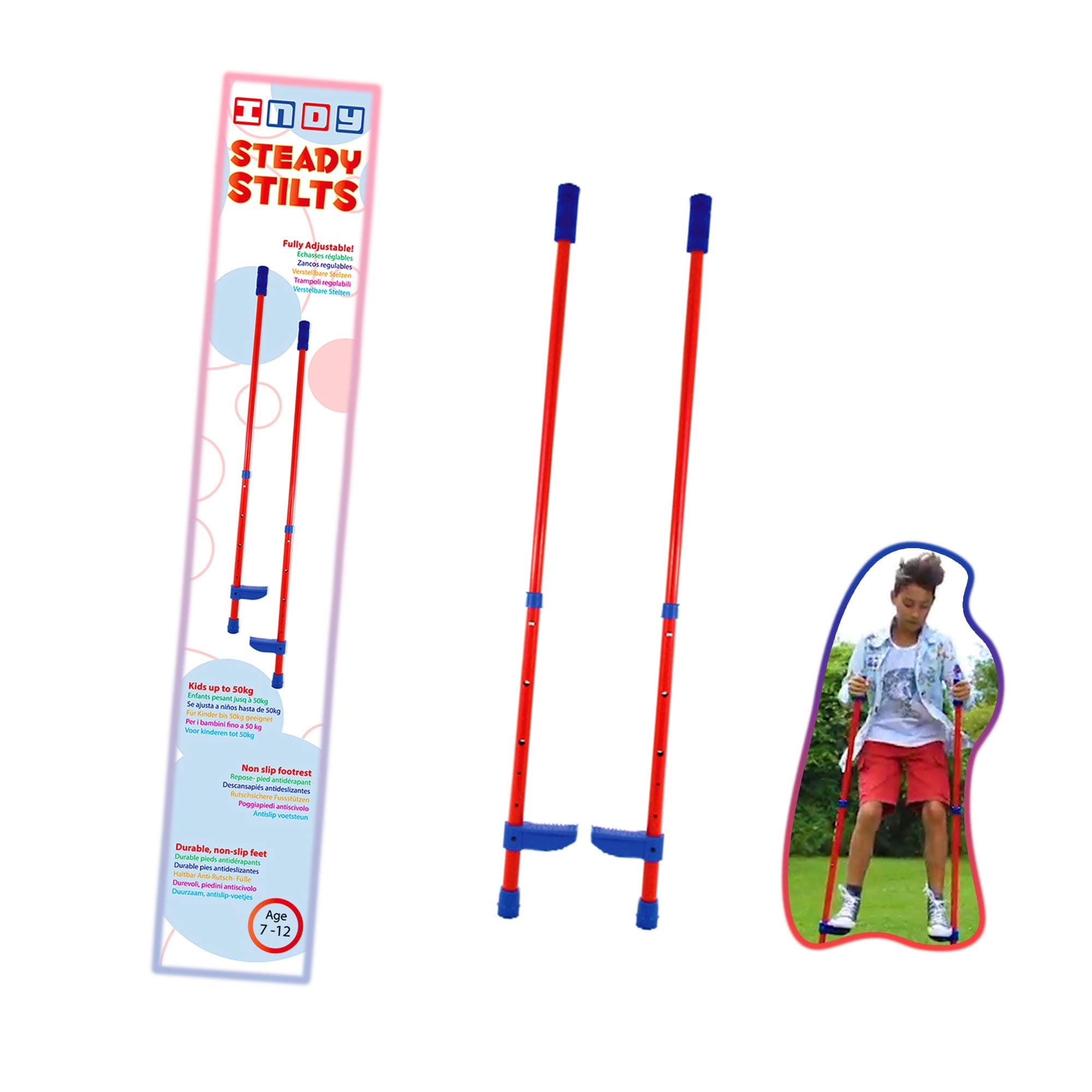 Indy steady steel adjustable hand held walking junior stilts