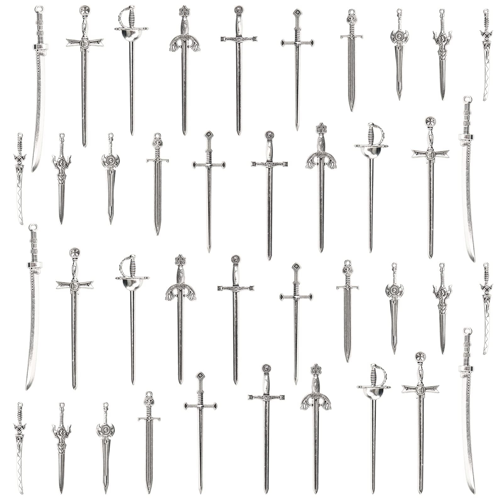 Windspeed Silver Antique Swords Bookmark Set- 40 Pcs, Ancient Sword Pens for Book Lovers