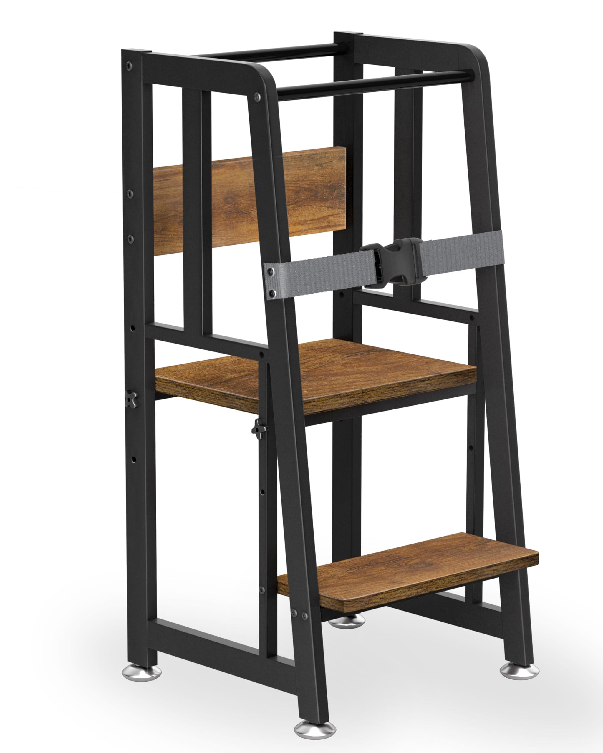 BACEKOLL Toddler Kitchen Stool Helper - Toddler Learning Kitchen Tower for 1-3 Kids, Steel-Wood Toddler Stool for Kitchen Counter & Bathroom - Adjustable Height Standing Tower - Step Stool for Toddler