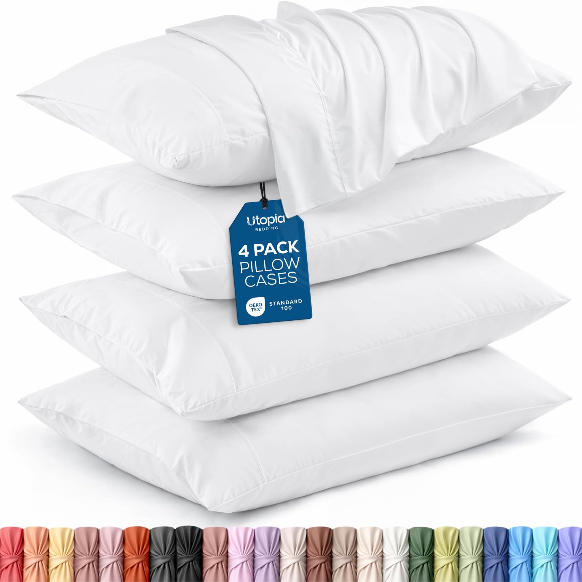 Utopia Bedding Queen Pillow Cases - Pack of 4 - Envelope Closure - Soft Brushed Microfiber Fabric - Shrinkage and Fade Resistant Pillow Covers Queen Size 20 X 30 Inches (White)