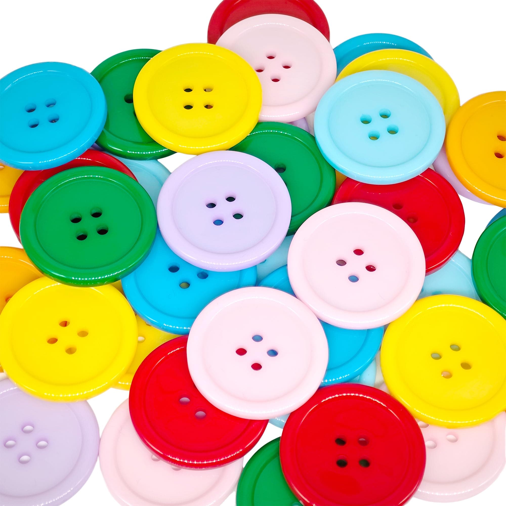 40-Pcs 1-1/4" Large Resin Sewing Buttons | Bulk Assorted Colorful Buttons for Sewing Clothing Knitting Crafts Decoration (30mm, 8 Colors, 5 Pcs/Color)