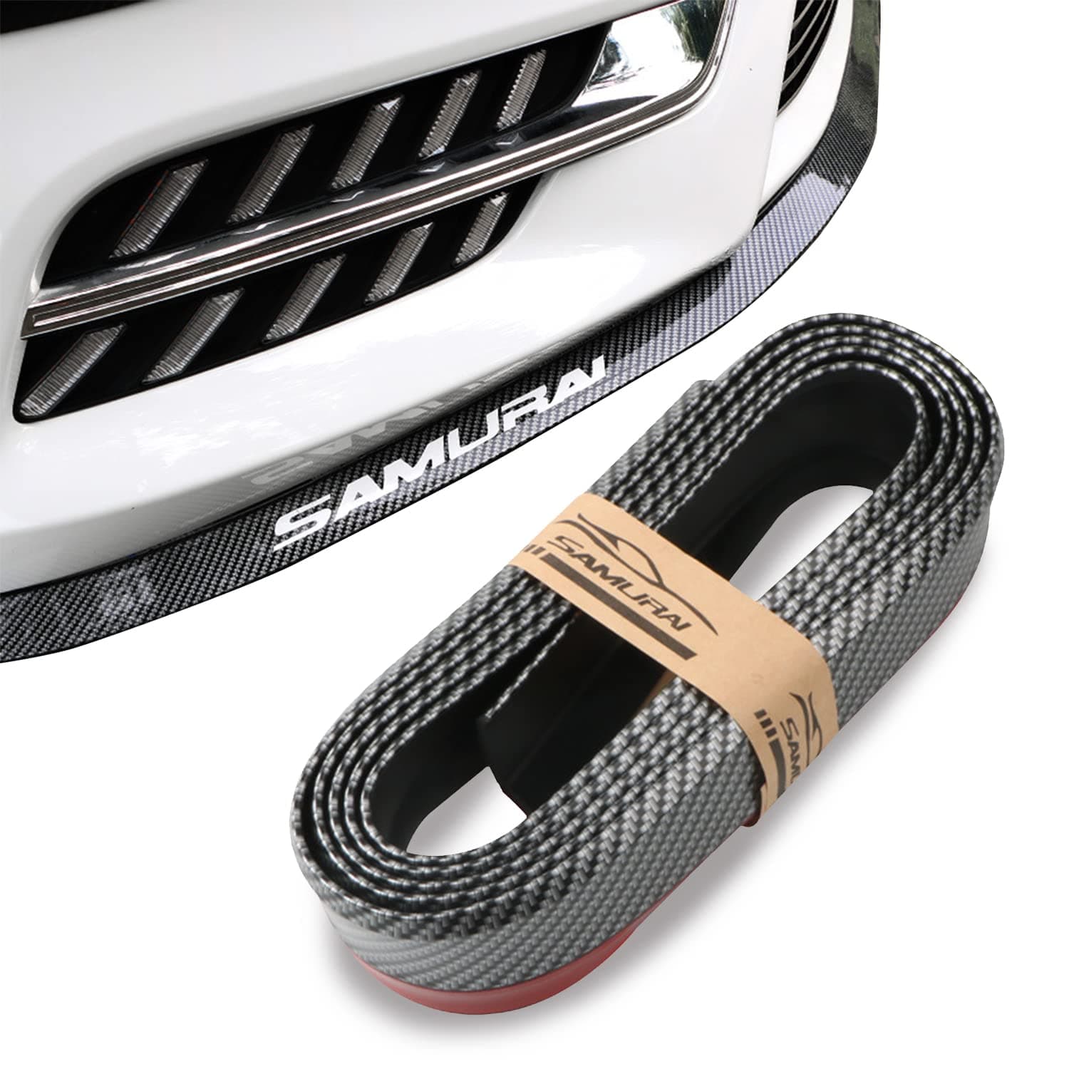 Pack-1 2.5M/8.2FT Carbon Fiber Front Lip, Side Skirt, Spoiler - Waterproof Protection, Universal Auto Parts (Carbon Fiber Black)