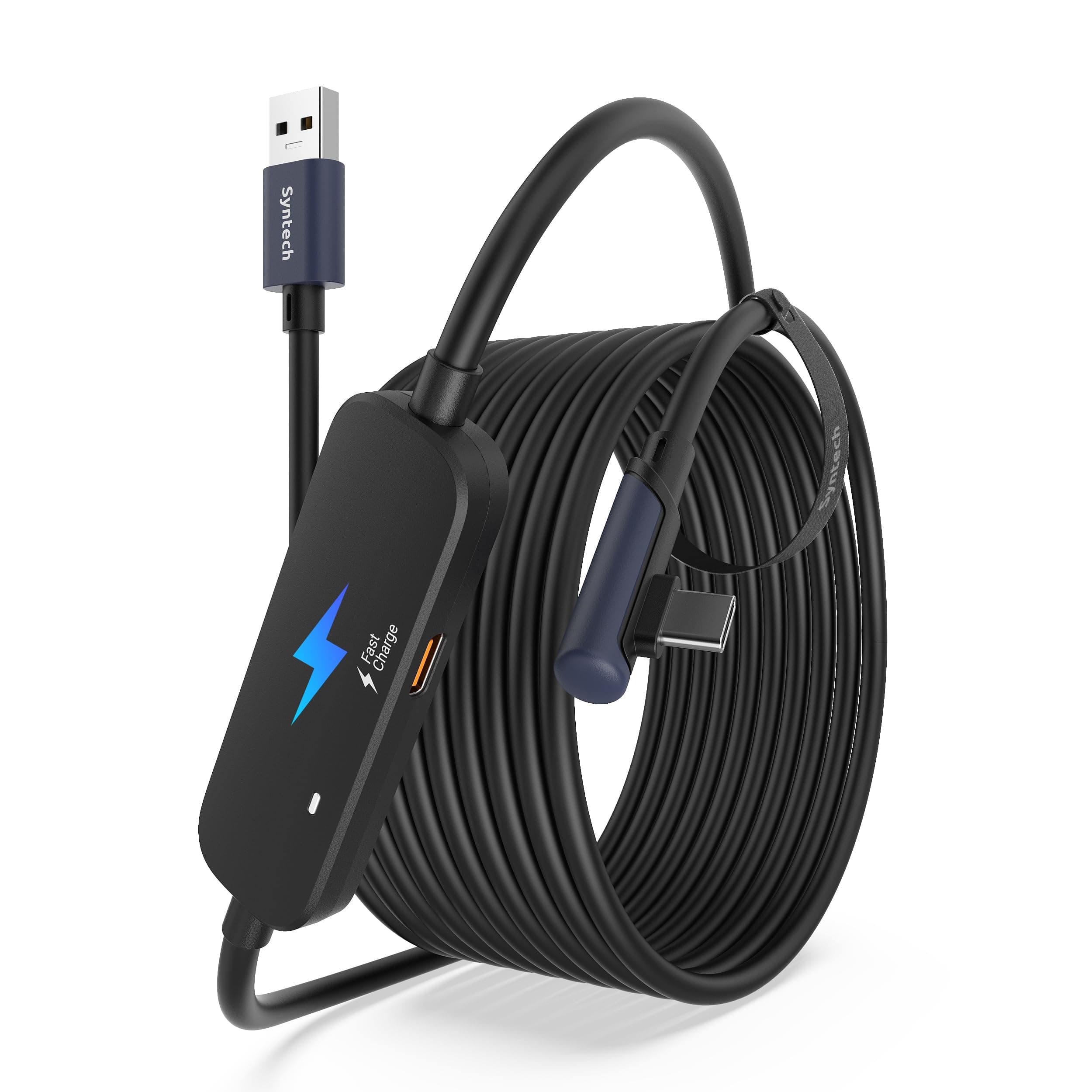 Syntech 16FT USB 3.0 Link Cable with Extra Charging Port, Compatible with Meta Quest 3S/2, for PC/SteamVR and Extended Gameplay, Black