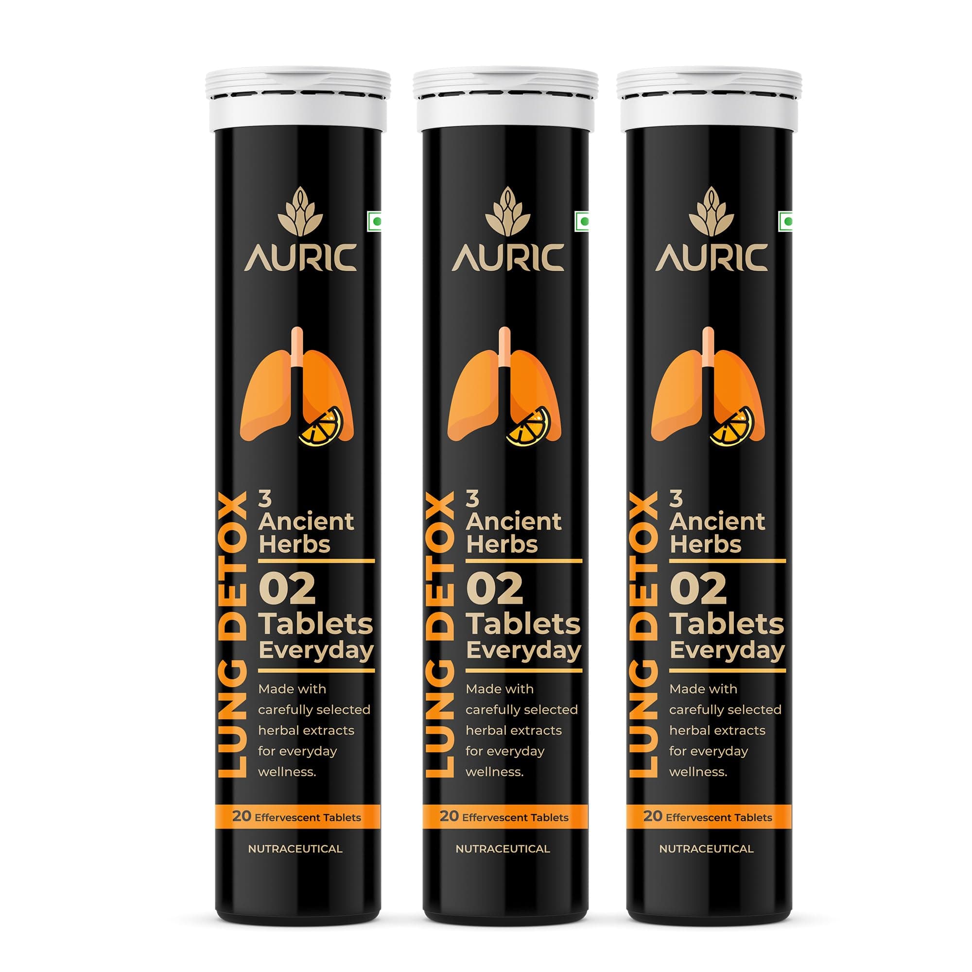 Auric Lung Detox Supplement With Natural Blend of NAC, Pushkarmool, Piper Longum & Licorice Herbs Extract | Pack of 60 Tablets