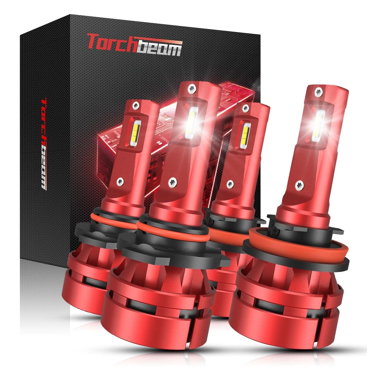 Torchbeam T2 2024 Newest 9005 H11 Fog Bulbs Combo, 6000K Cool White 9005 H11 Fog Light 50000HRS Lifespan Plug and Play for ATVS, Pack of 2