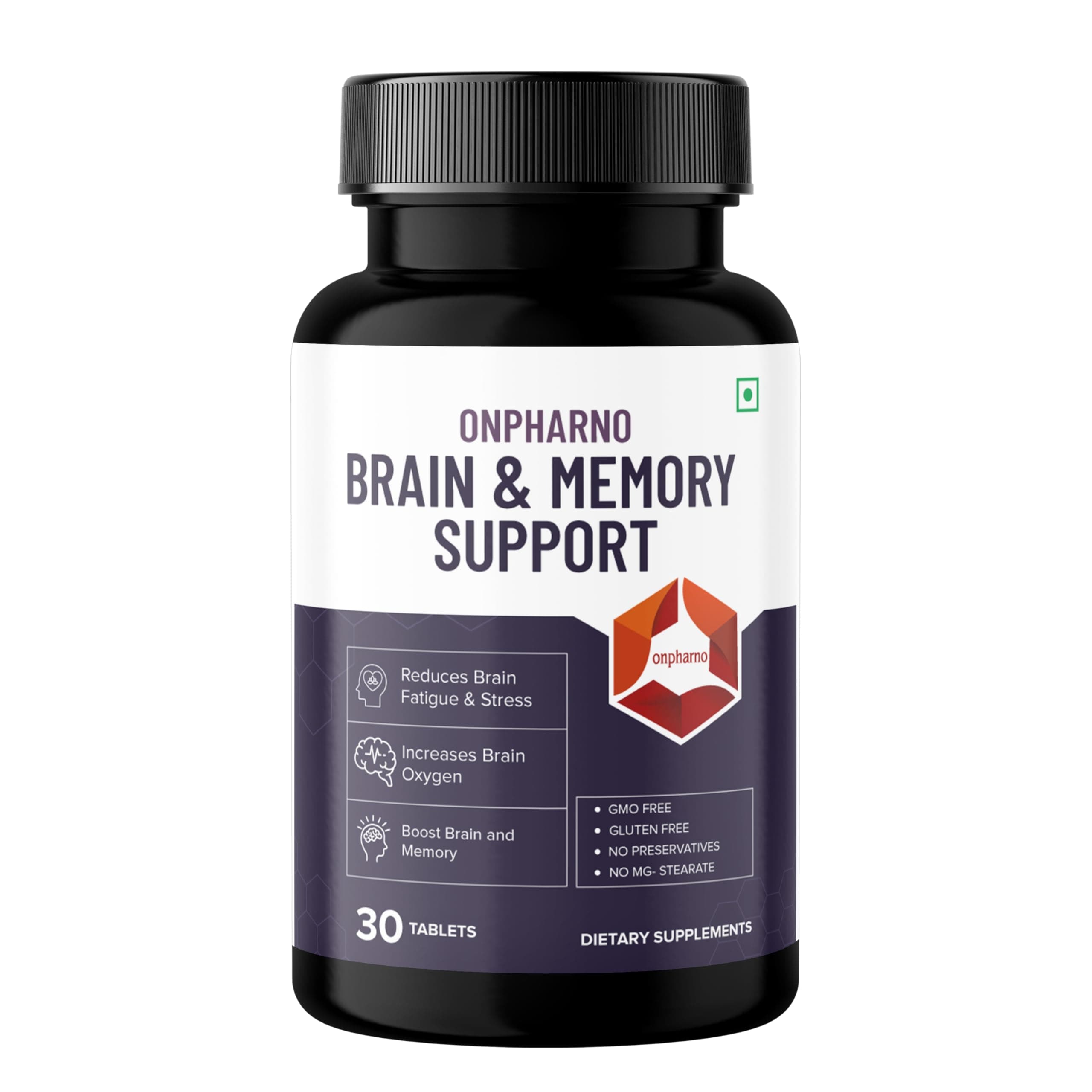Brain & Memory Supplement | Enhances Focus, Memory & Clarity | Power of Carnitine, Alpha GPC, Brahmi, Ginkgo & Ginseng | Reduces Stress & Improves Mental Performance - 30 Tablets