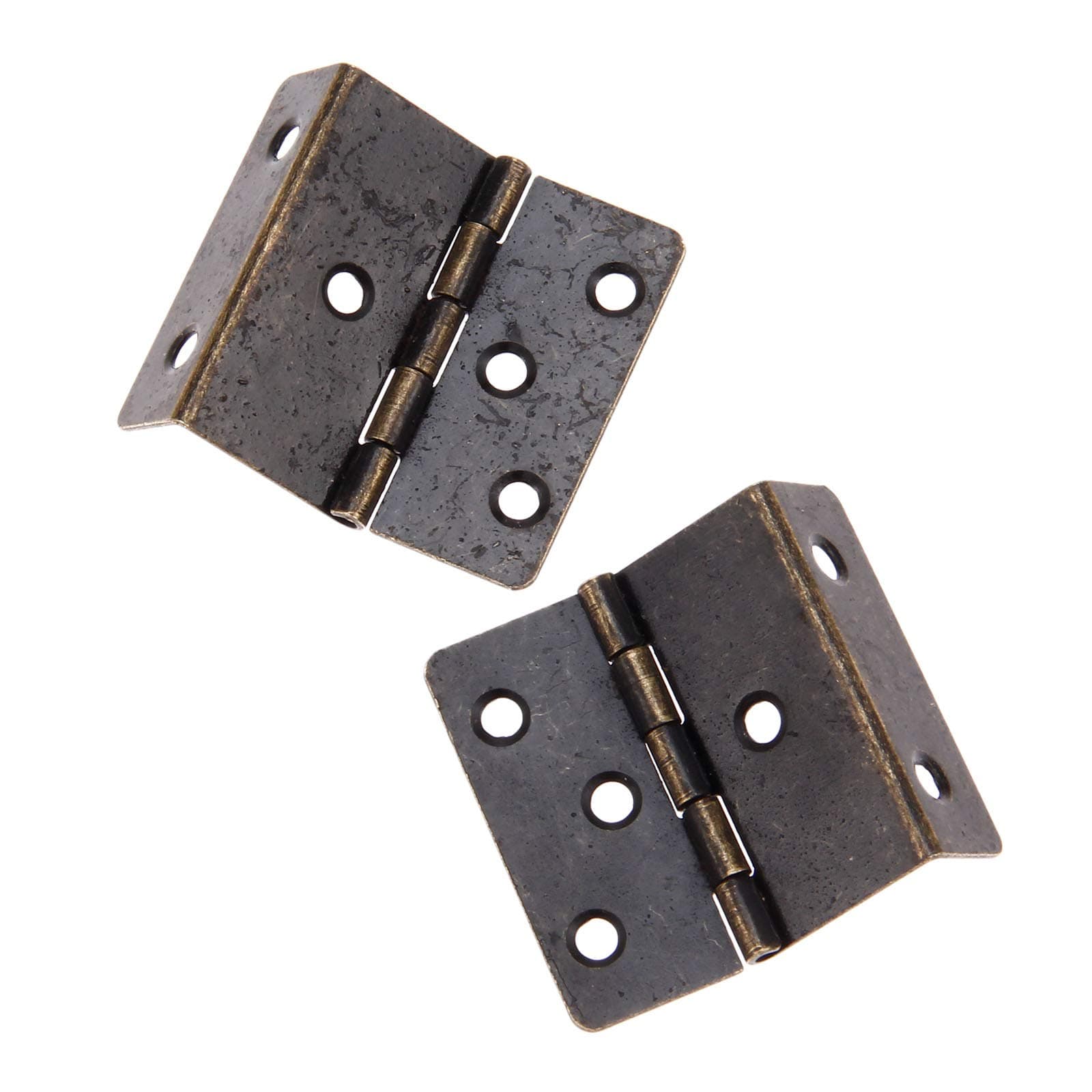 Yetaha 2 Pcs Vintage Hinges with 12 Screws Three Fold Retro Hinge Hardware for Door, Cabinet, Furniture, Vintage Jewelry Chest, Antique Bronze Antique Bronze