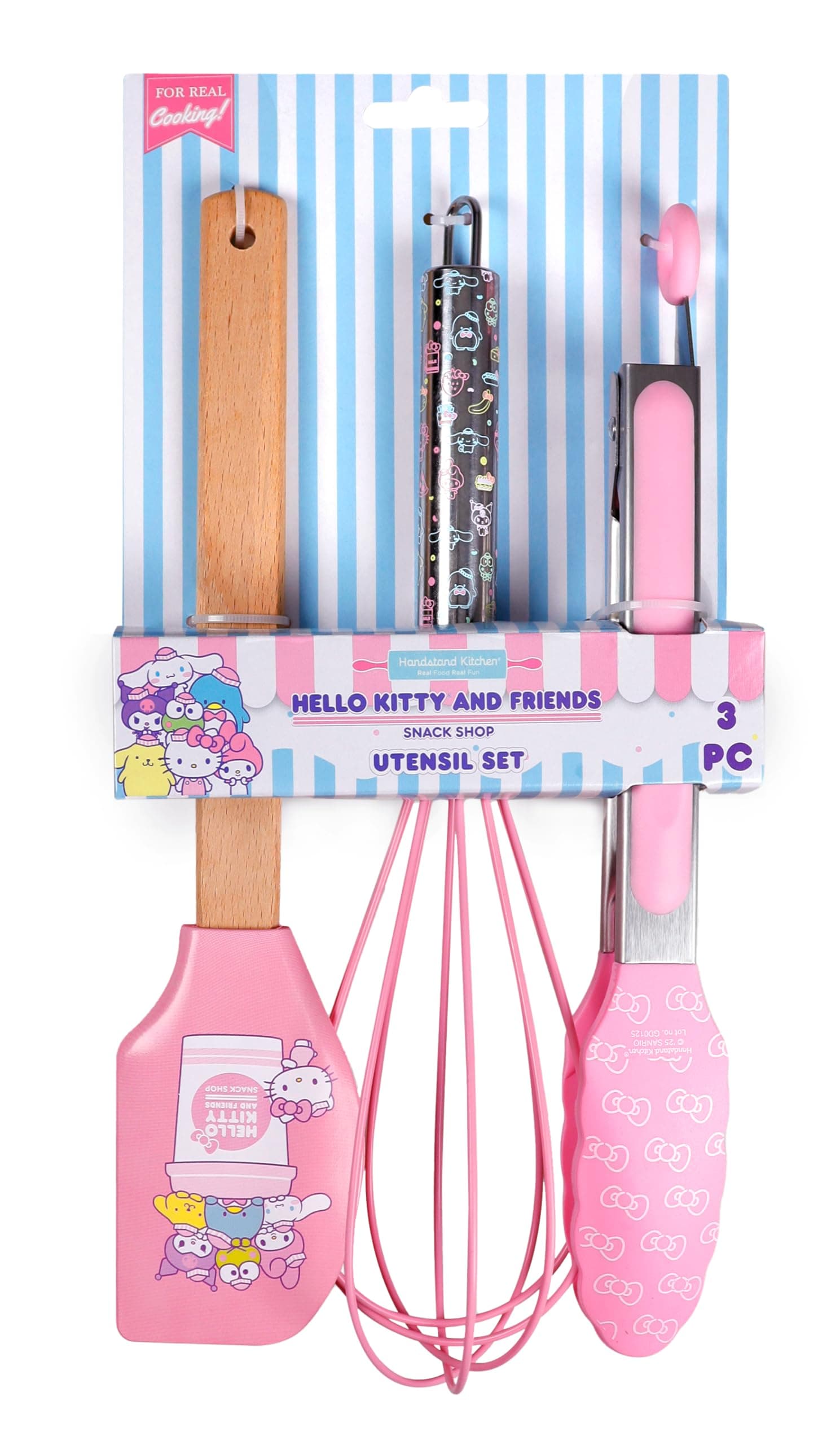 Handstand Kitchen Hello Kitty and Friends Snack Shop Kitchen Utensil Set with 10.75" Tongs, 10.75" Spatula and 11" Whisk