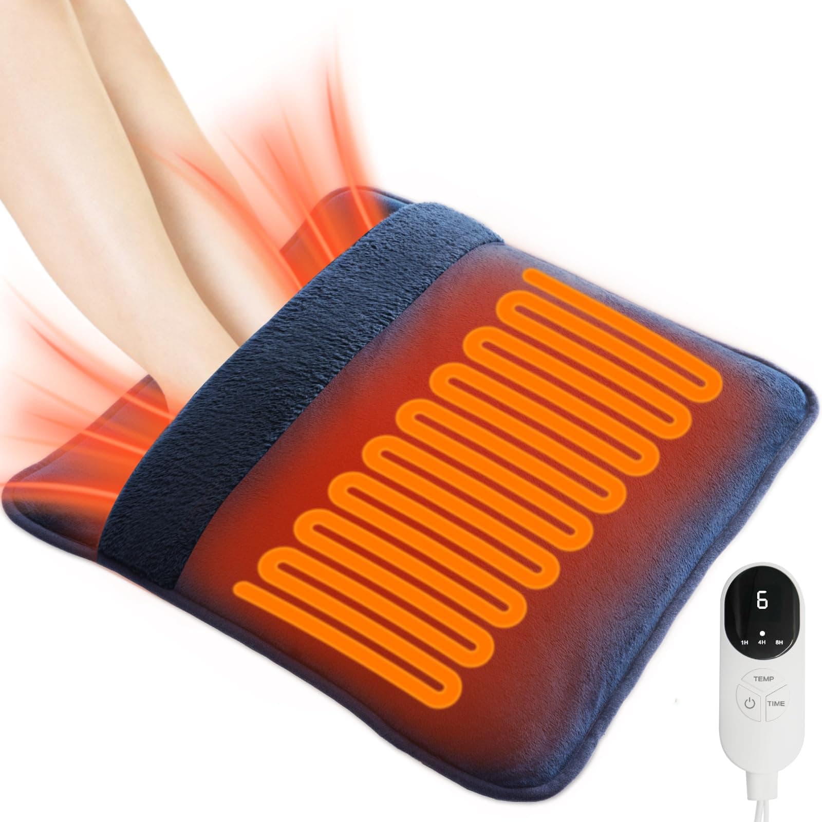 Heated Electric Pad for Foot,Double-Sided Heating,6 Fast Heating Settings 3 Timers,10 ft Cord Electric Fast Heat Pad with Heat Settings Under Desk,Bed,Office,Home