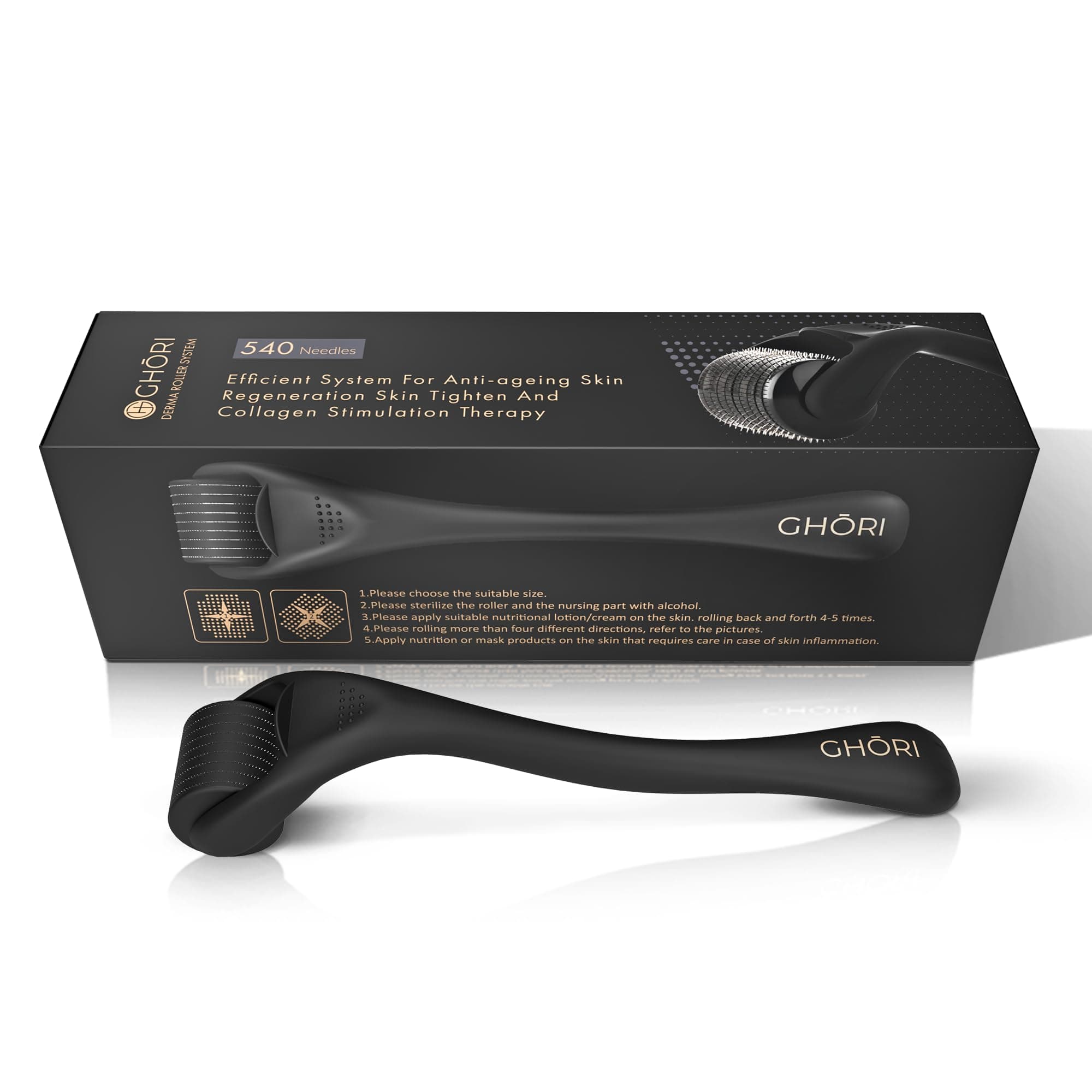 Derma Roller 1 MM | With 540 Titanium Microneedles | Premium Microneedle for Men & Women | Scalp, Face, & Body Roller | Hair Regrowth Treatment | Safe & Effective to Use