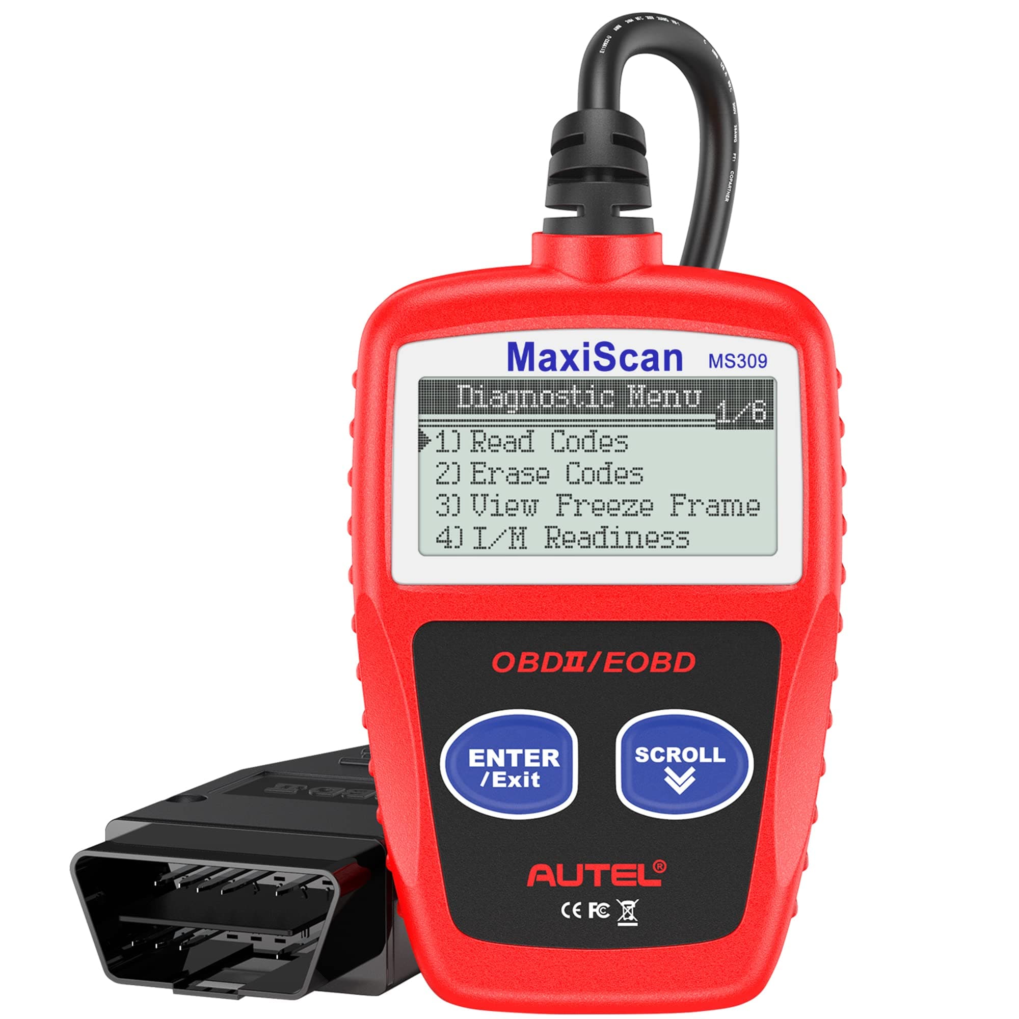 Autel MaxiScan MS309 OBD2 Engine Light Fault Code Reader, Reading & Erasing Codes, Viewing Freeze Frame Data and Retrieving I/M Readiness Smog CAN Diagnostic Scanner