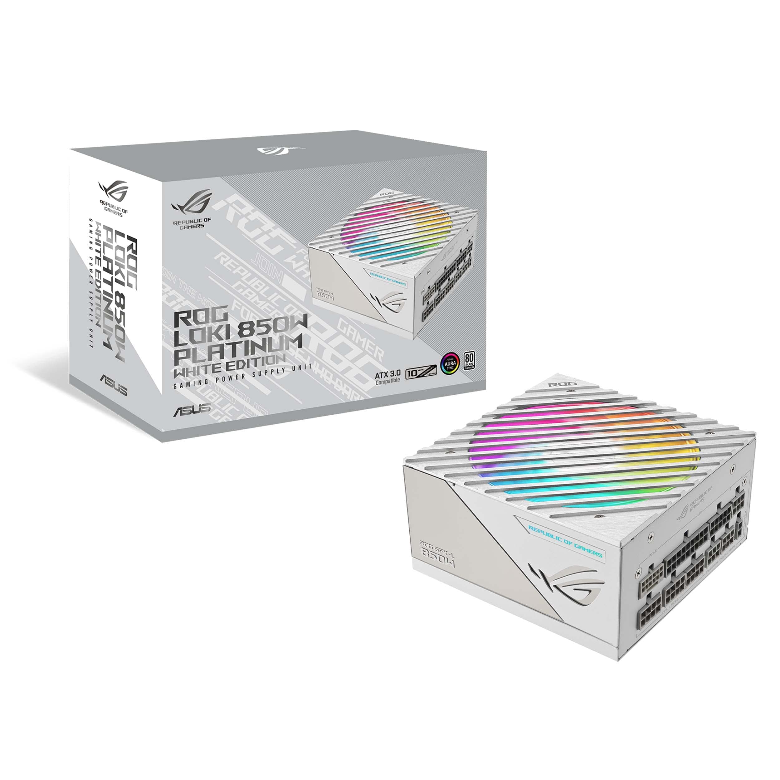 ASUS ROG Loki SFX-L 850W Platinum White Edition (Fully Modular Power Supply, 80+ Platinum, 120mm PWM ARGB Fan, Aura Sync, ATX 3.0 Compatible, PCIe 5.0 Ready, 10 Year Warranty)