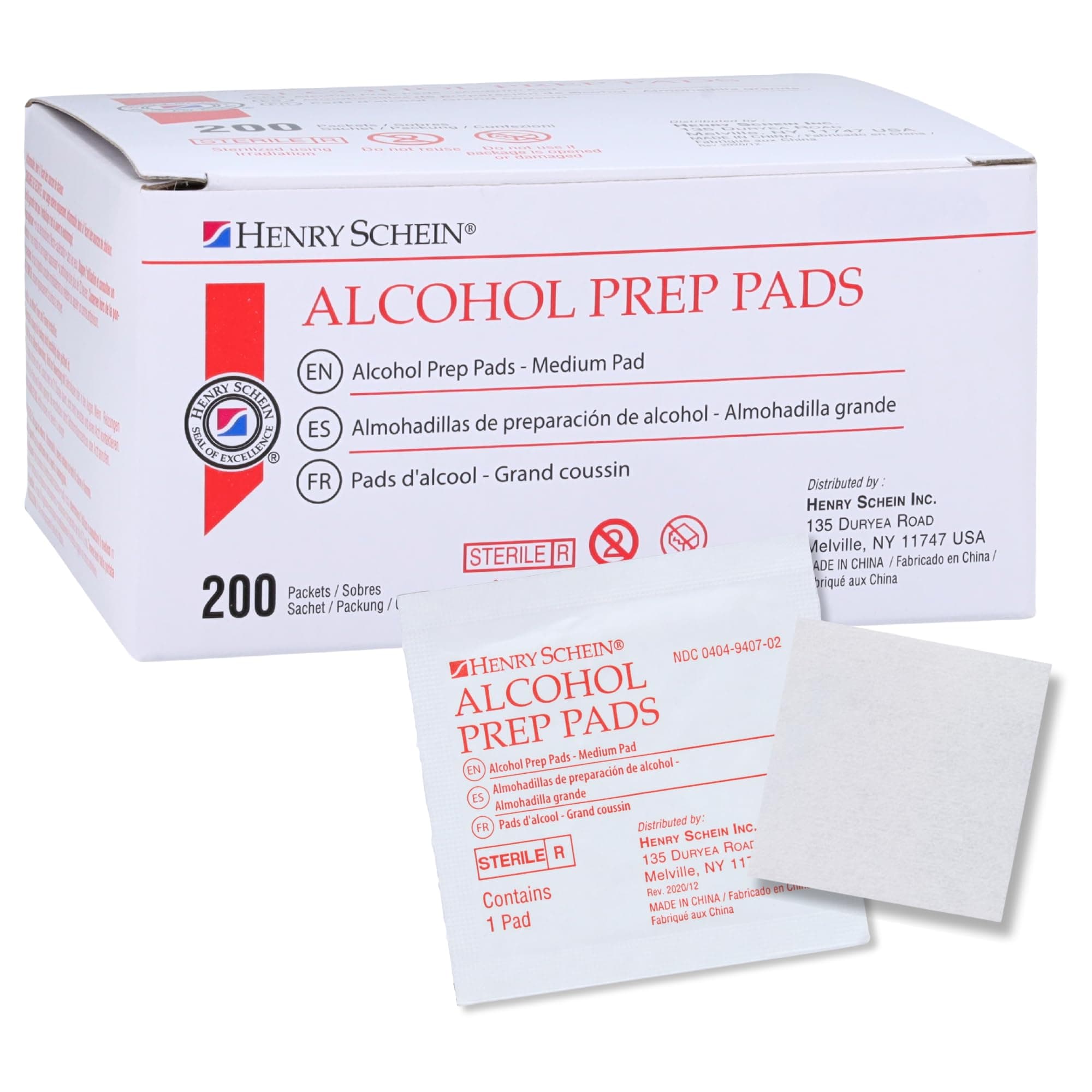 Henry Schein Alcohol Prep Pads, Medium Size, 200 Count - 70% Isopropyl Alcohol, Individually Wrapped, Sterile Wipes for Medical & Everyday Use