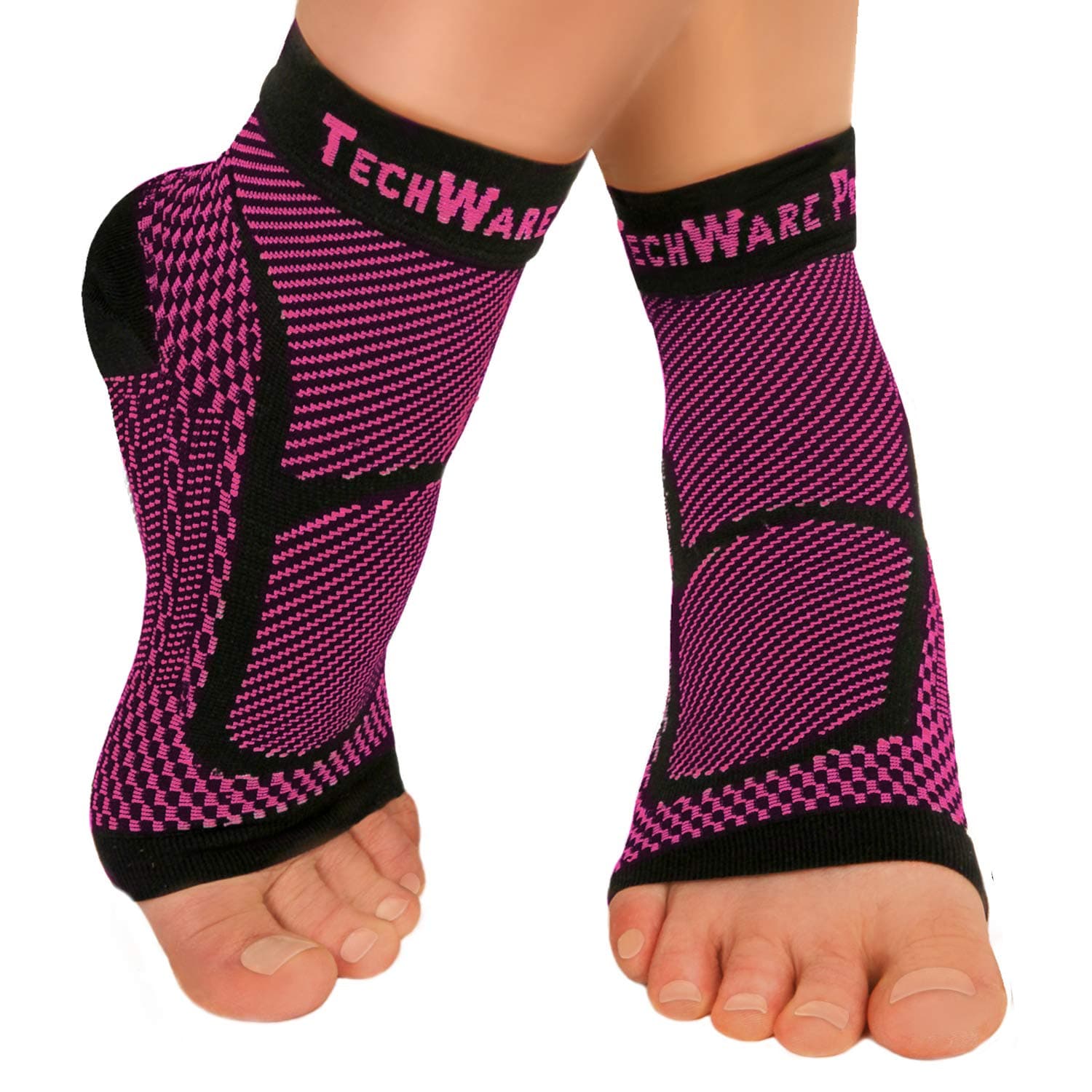 TechWare Pro Ankle Brace Compression Sleeve - Plantar Fasciitis Sock. Relieves Achilles Tendonitis. Foot Arch Support Reduces Joint Pain, Swelling & Heel Spur Pain. Injury Recovery Braces for Sports