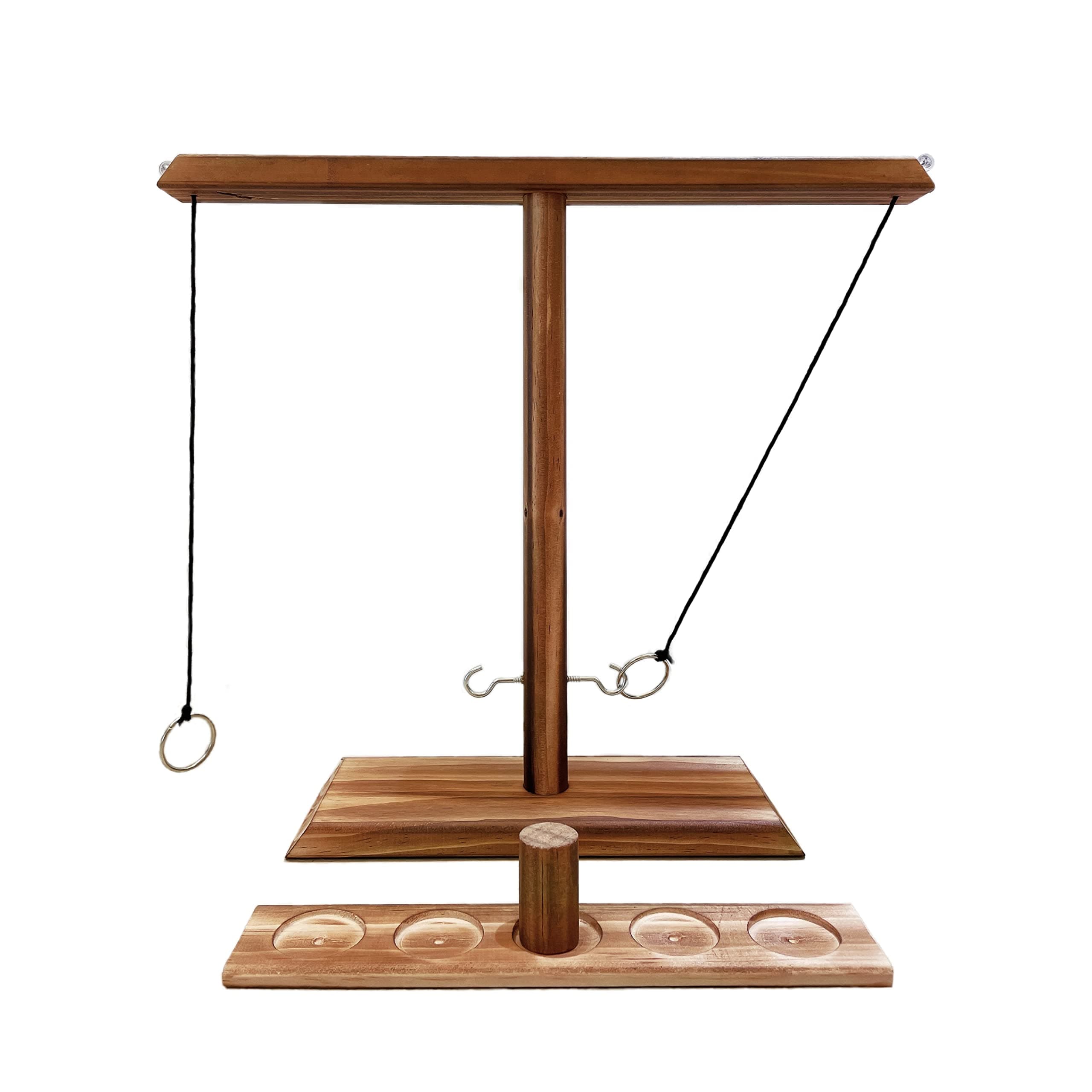 Ring toss Games Ring Hook Toss Game, Wooden Hook Tossing Game with Shot Ladder for Party Outdoor Handmade Handheld Ring Hook Fast-Paced Family Interactive Gaming Toys
