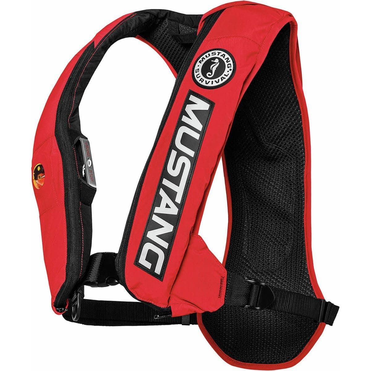 Mustang Survival Corp Elite Inflatable PFD (Auto Hydrostatic) Competition Logo, Red