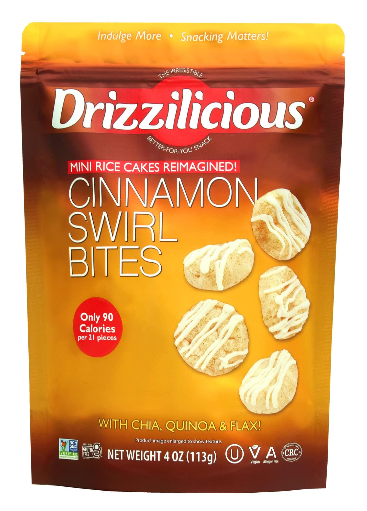 Cinnamon Mini Rice Cakes with White Chocolaty Drizzle 113g