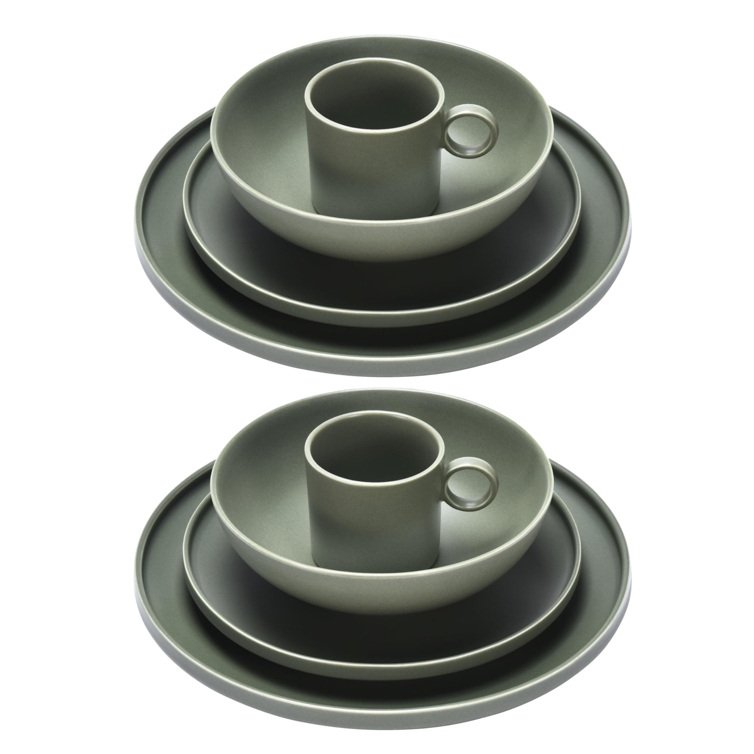 Whole Housewares 8-Piece Stoneware Breakfast Set - Versatile Dishware for Dining Experience - Microwave and Dishwasher Safe Plates for Lunch or Dinner - Green