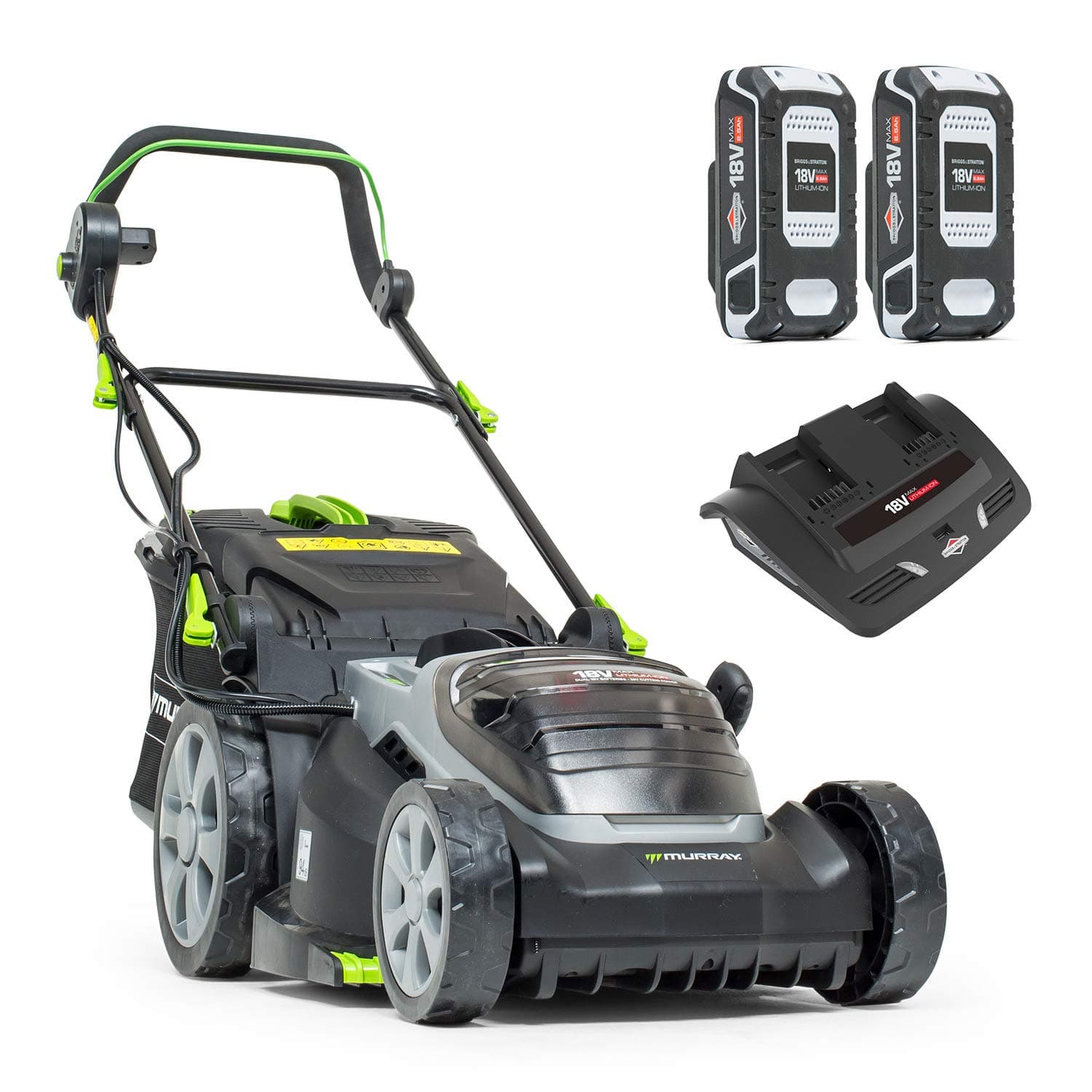 Murray 2 x 18 V (36 V) Lithium-Ion 37 cm Cordless Lawn Mower IQ18WM37, Including 2 x 2.5 Ah Battery and Dual Charger