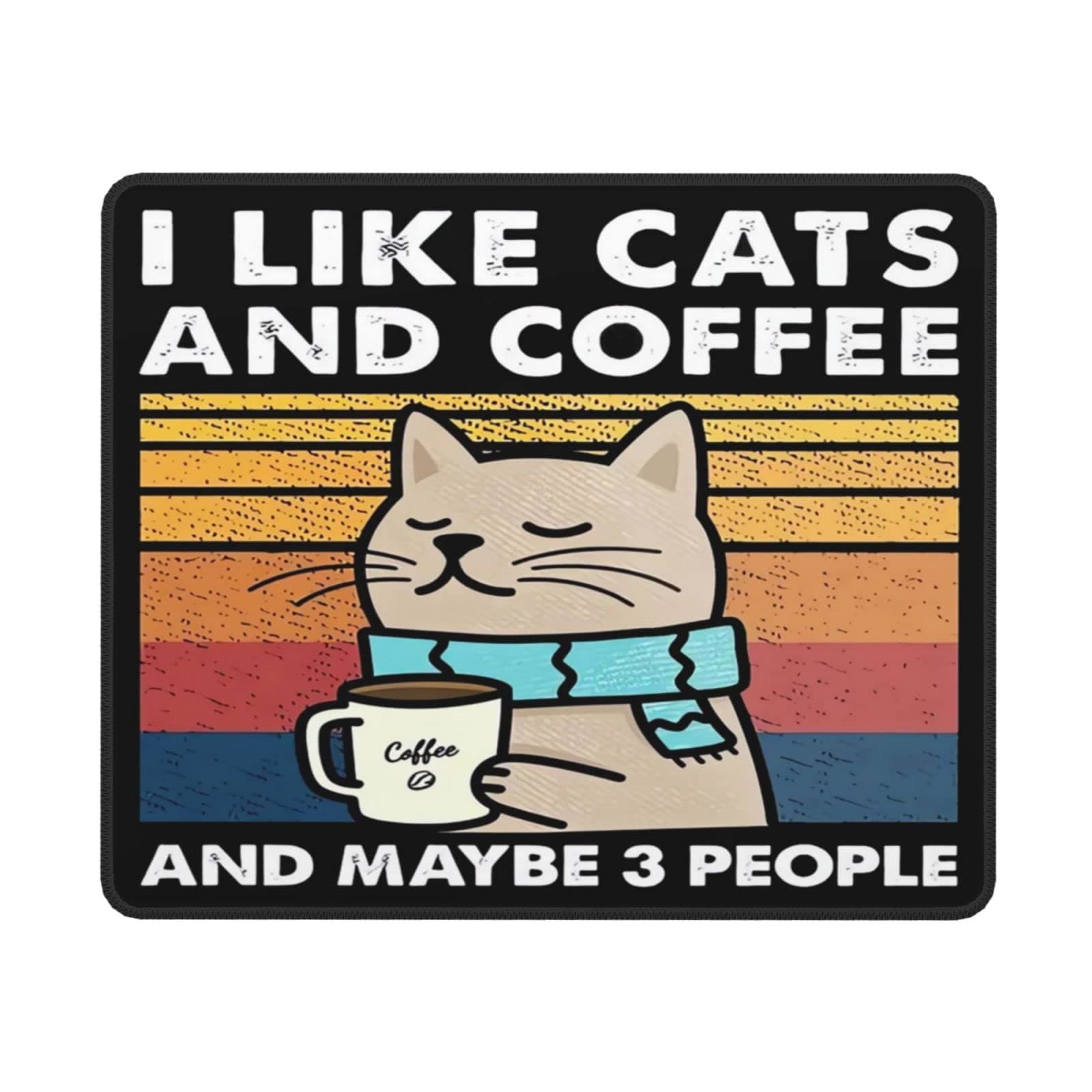Coffee Cat Mouse Pad, Cute Funny Mousepad for Desk with Non-Slip Rubber Base, Cool Computer Laptop Mouse Pads for Wireless Mouse Home Office Decor Desk Accessories, 9.5 × 7.9 in, Coffee Cats