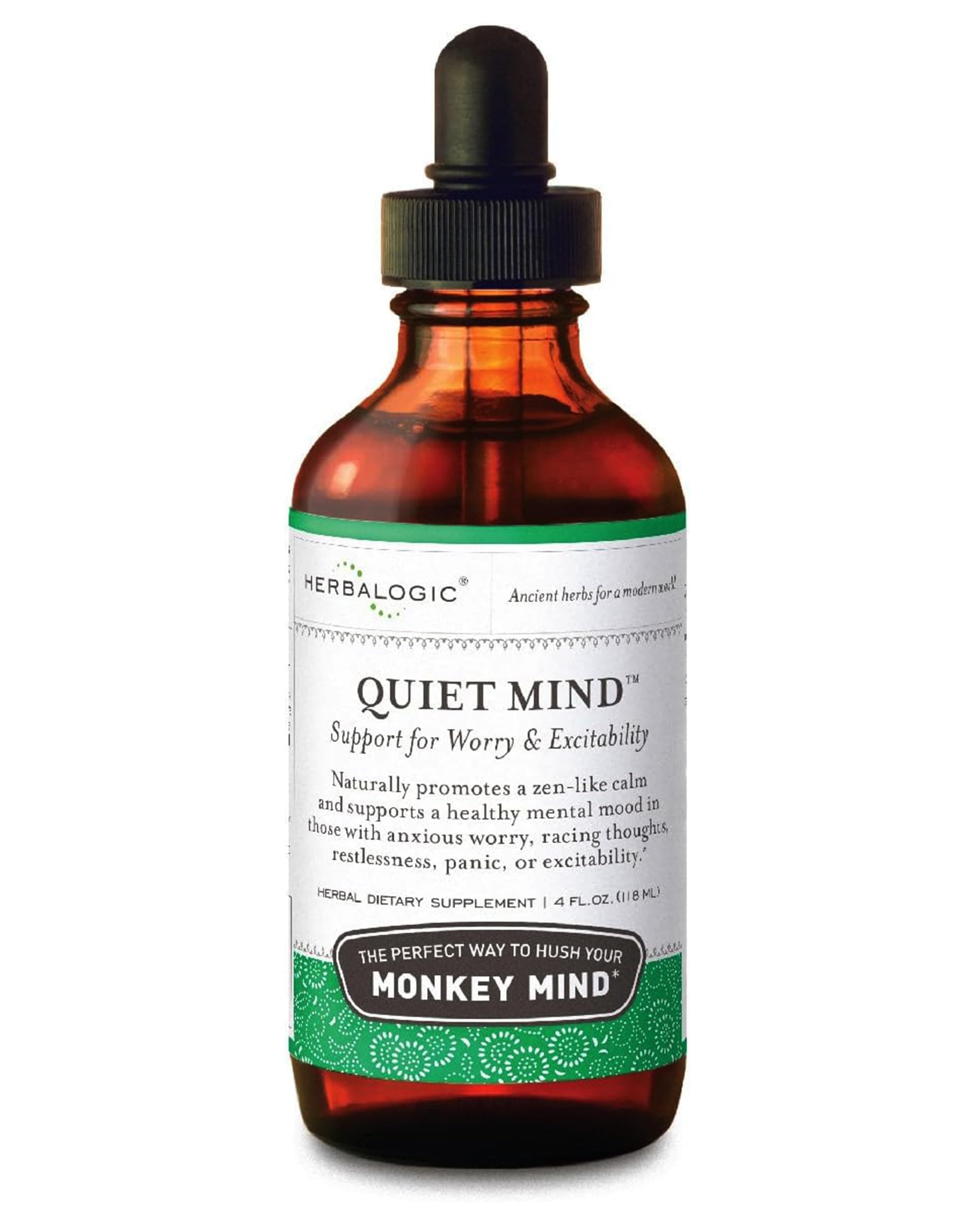 - Herbalogic - Quiet Mind Liquid Herb Drops - Non-Sedating, Promotes a Feeling of Zen-like Calm - Eases Anxious Worry and Panicky Mood - Based on the Traditional Chinese Formula Gui Pi Tang - 4 Fl. Oz.