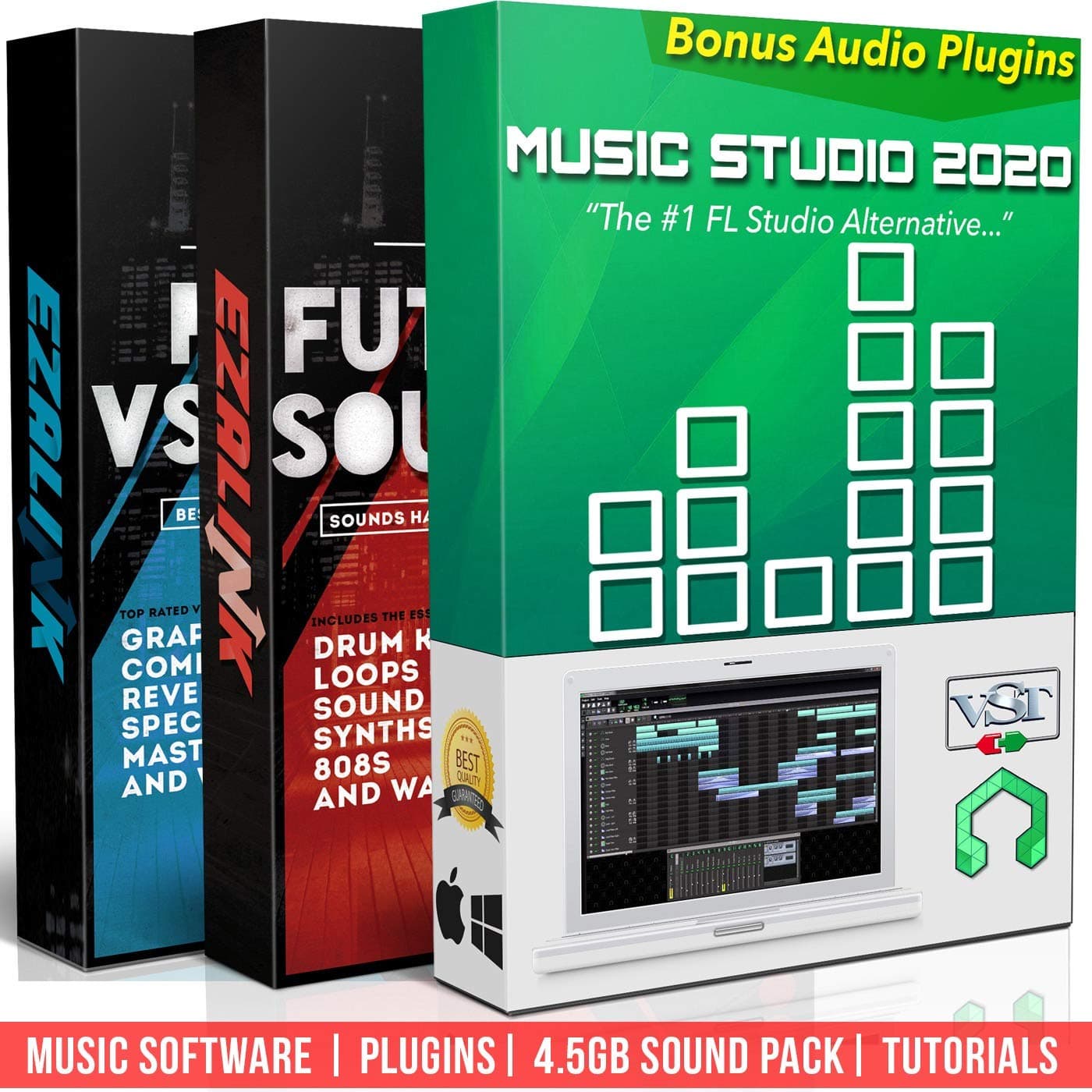 Beat Making Music Software Pro Pack - Best Music Production DAW + 5Gb of Sounds & Audio Plugins for Windows PC & MAC 2020 (2 Disc Set)