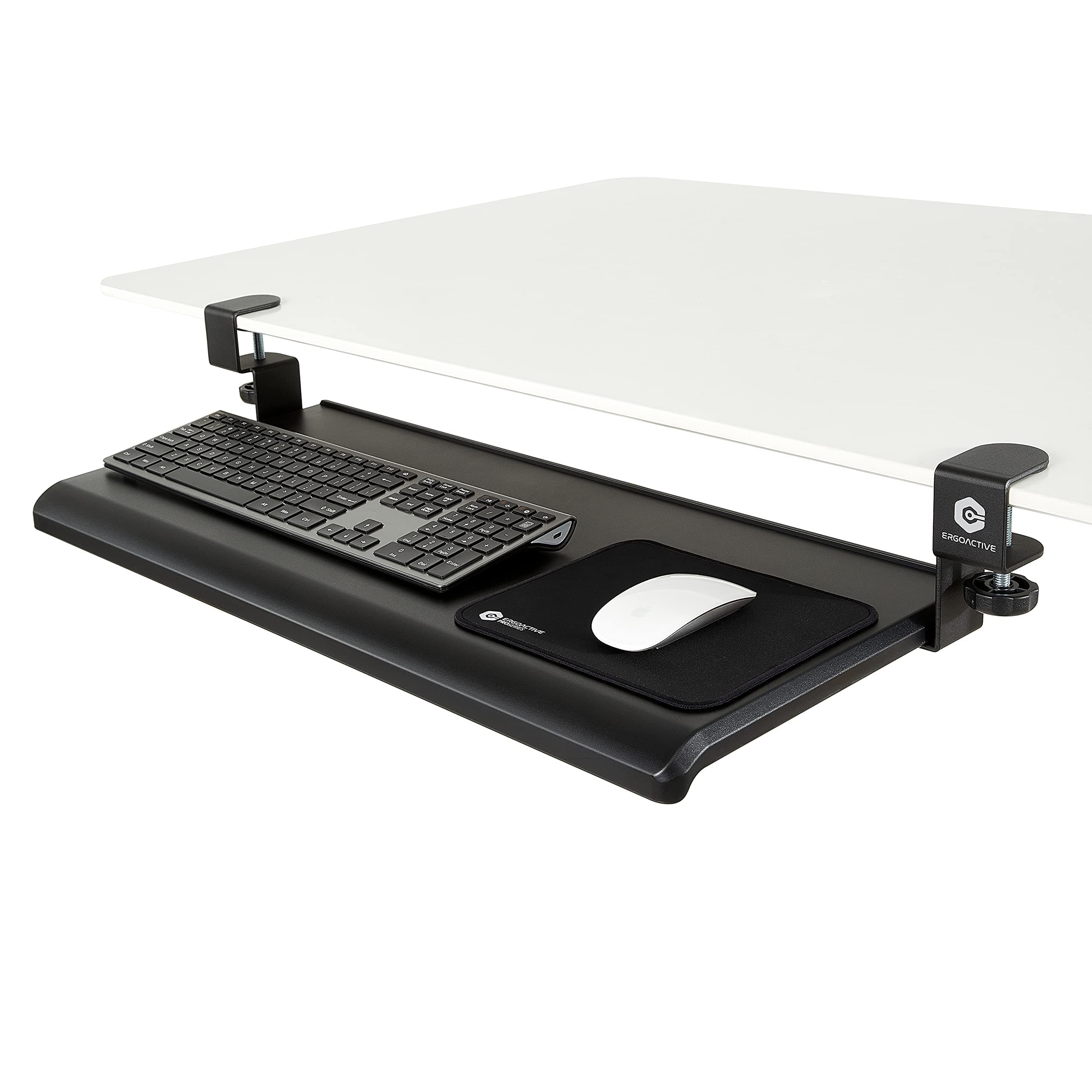ErgoActive Extra Wide Under Desk Keyboard Tray with Clamp On Easy Installation, Fits Full Size Keyboard and Mouse, Office, Home, School, Gaming Keyboard Tray (32" x 12.2")