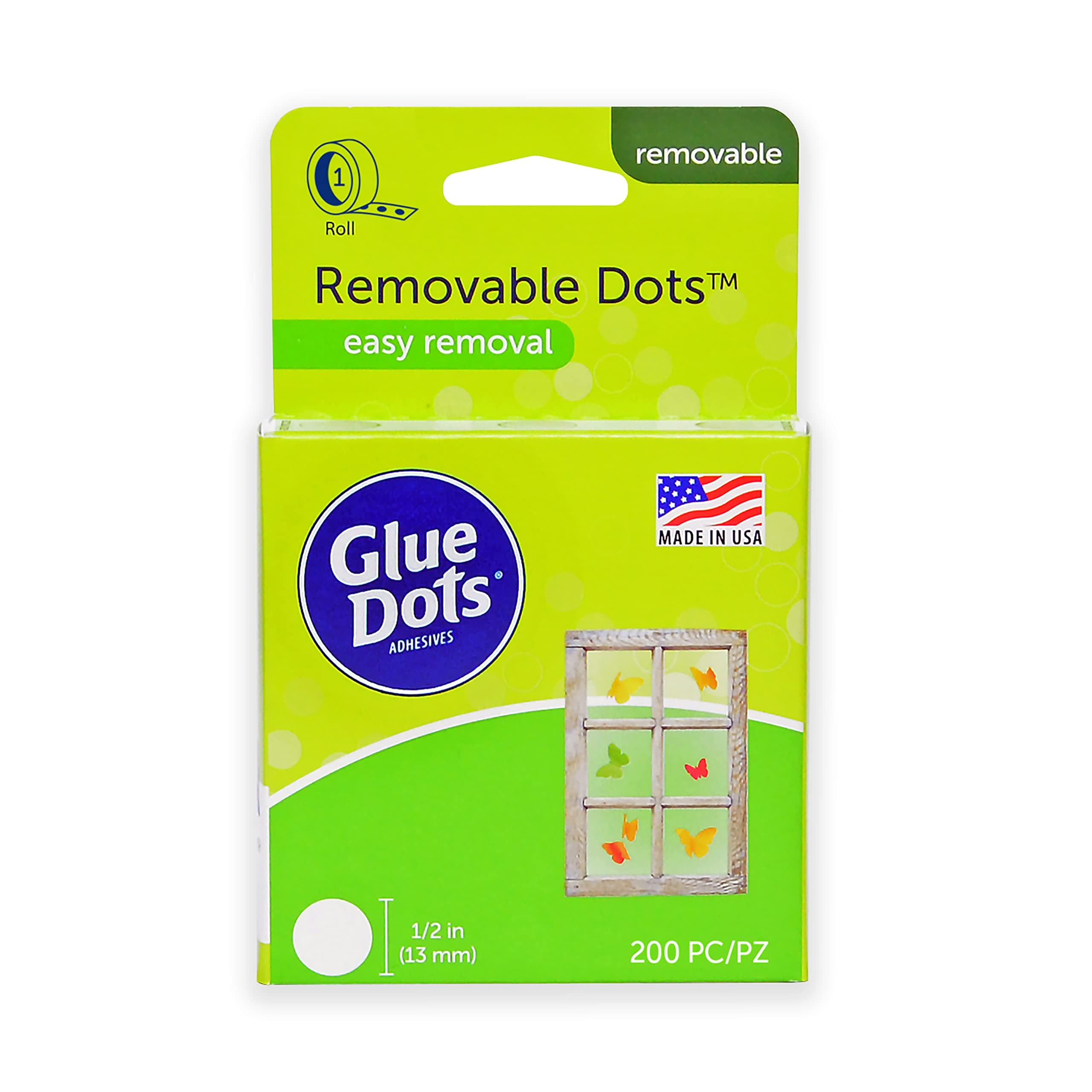 Glue Dots, Removable Dots, Double-Sided, 1/2", .5 Inch, 200 Dots, DIY Craft Glue Tape, Sticky Adhesive Glue Points, Liquid Hot Glue Alternative, Clear