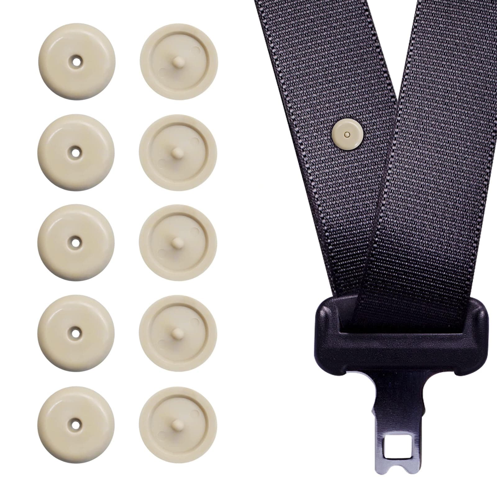Seat Belt Button Stop 5 Pack Universal Fit Seat Belt Stopper Kit Prevent Seat Belt Buckle from Sliding Down Snap-On System No Welding Required