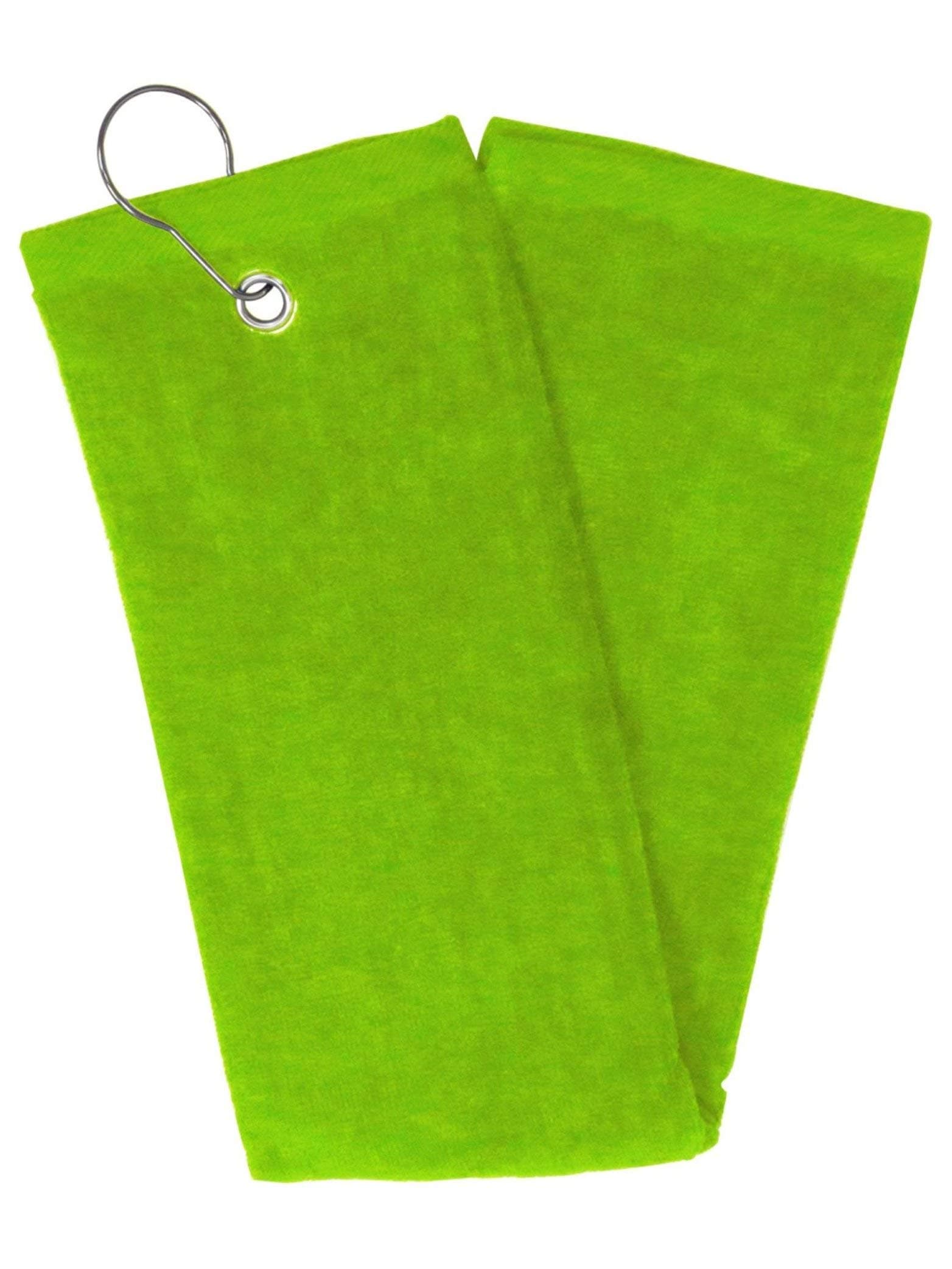 Lime Green Tri-Fold Golf, Hand Towel w/Grommet & Hook