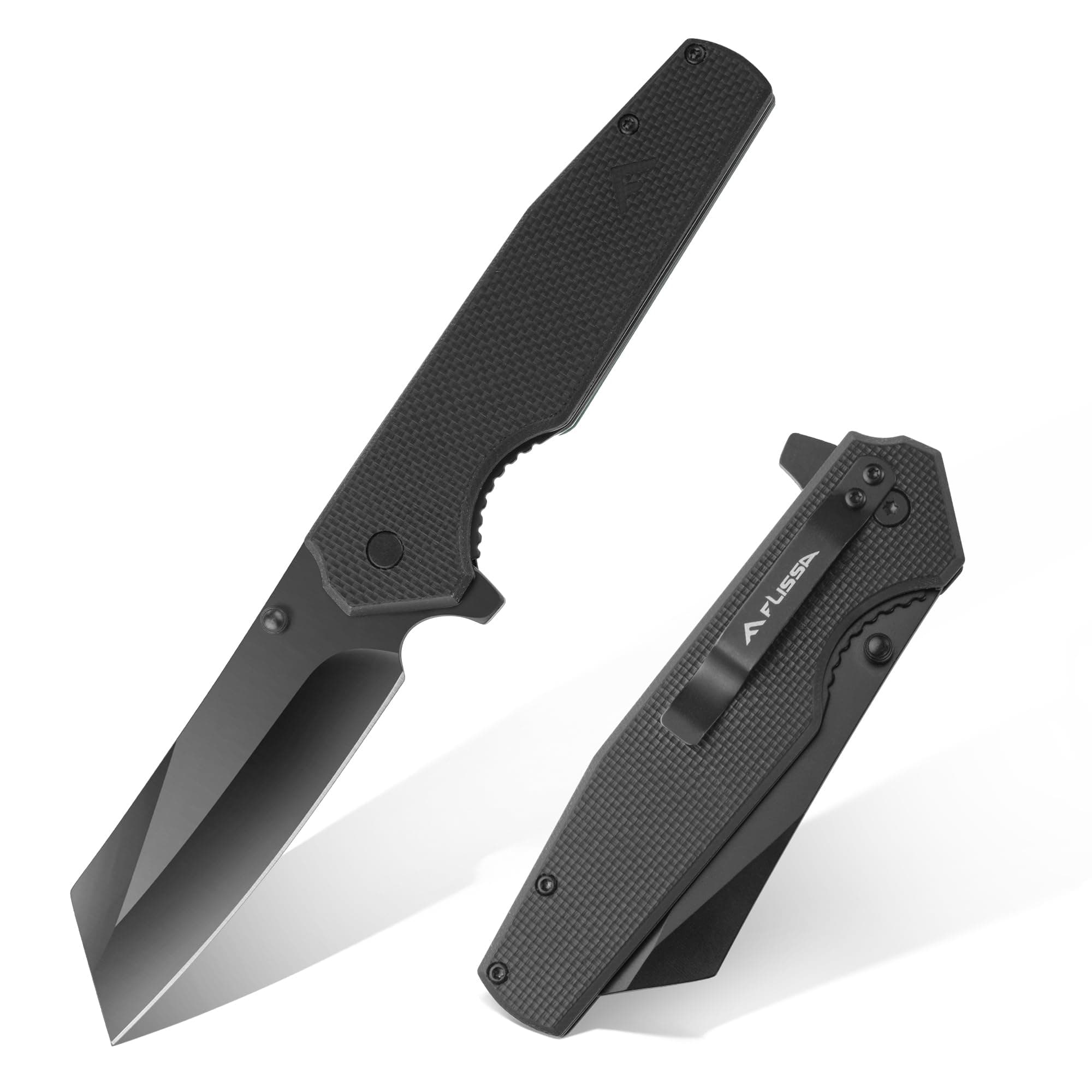Folding Knife, 4-3/4" Reverse Tanto Folding Pocket Knife, Black Stonewash Blade, G10 Handle, for Hunting, Survival, Camping and Outdoor Activities, Perfect for Dad, Husband, Friend