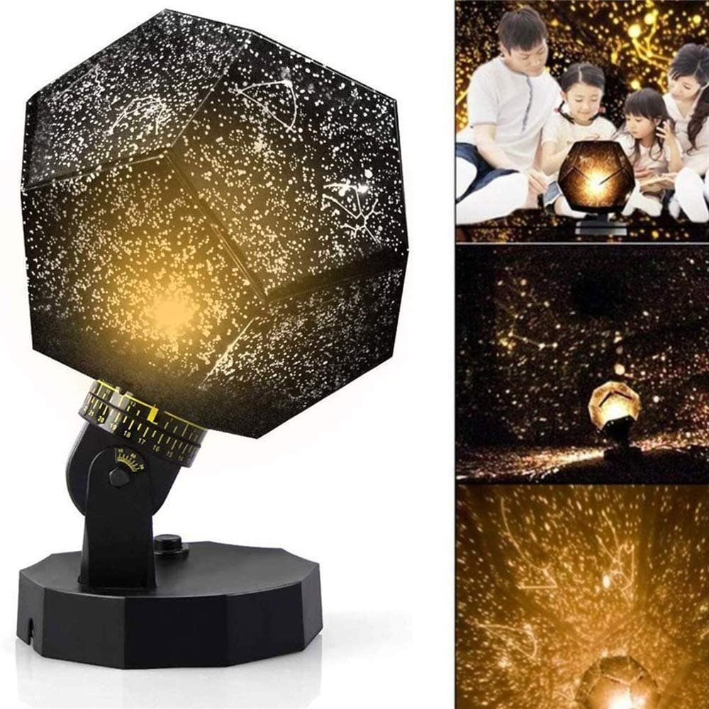 Science Museum Black Star Lamp Projector,60,000 Stars Original Caronan, USB Rechargeable Dodecahedron DIY Three Colors Christmas Gifts