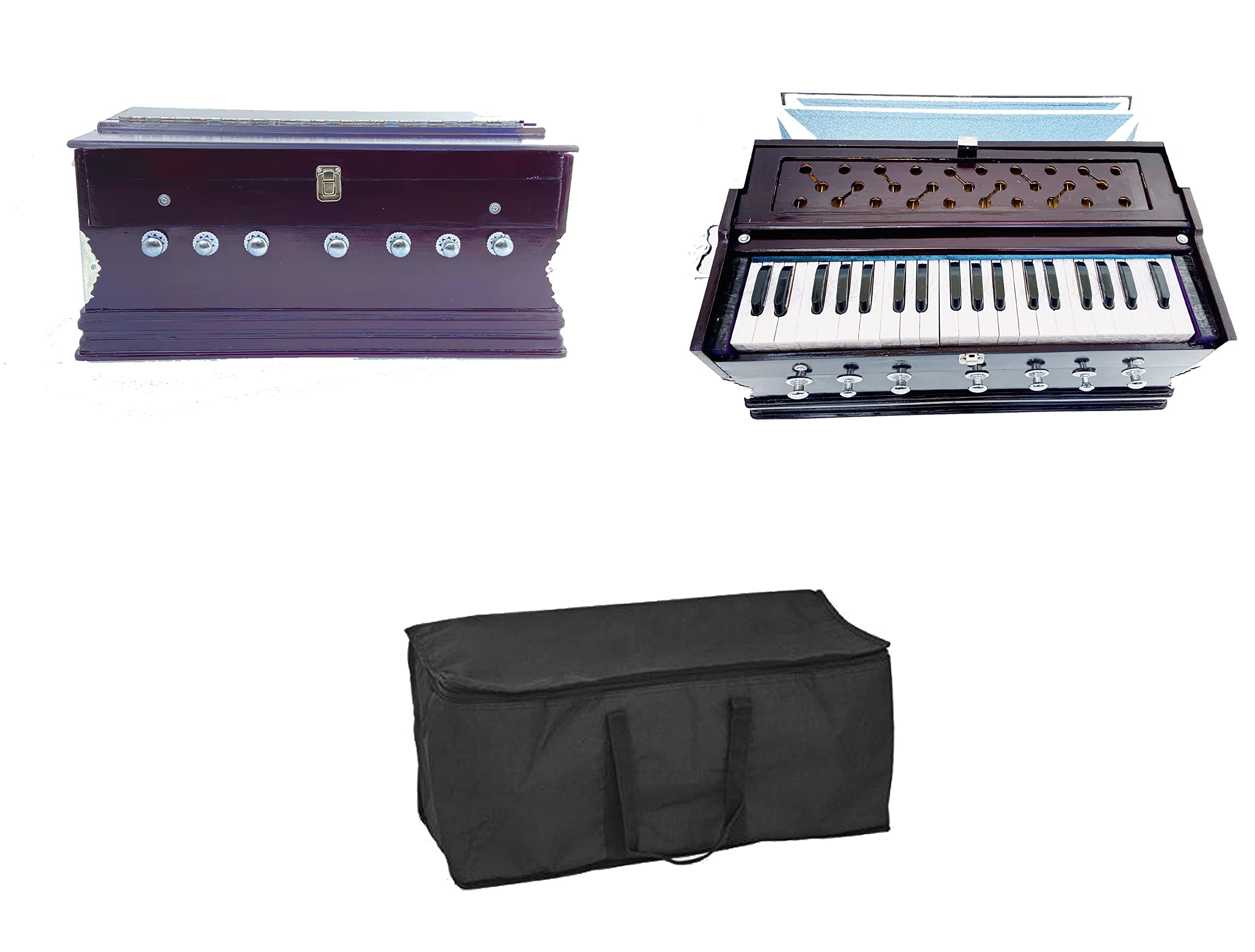 Harmonium Beginners |7 Stopper | 3 1/4 Octave | Double Bellow | 39 Keys | 2 Reeds (Bass- Male) |With Cover and free carry bag