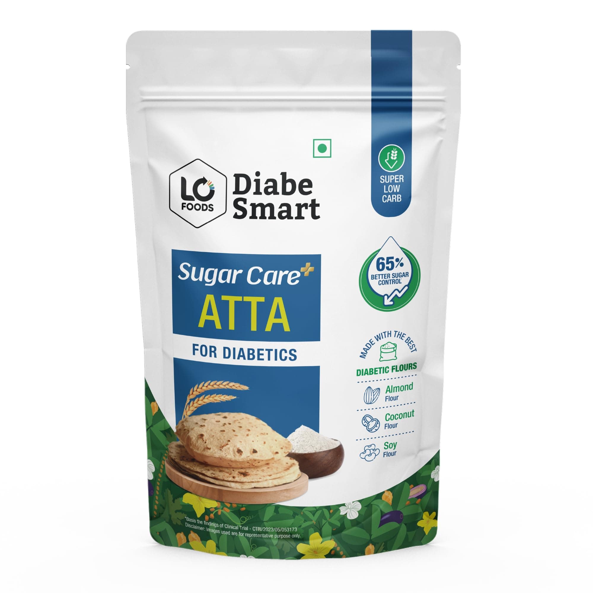 DiabeSmart Sugar Care Plus Atta 5 KG| Sugar Control Plus Flour for Diabetes Management | 65% Lower Glycemic Load Low GI Atta | 5 Superfood & Seed Multigrain Atta for Better Sugar Release Control