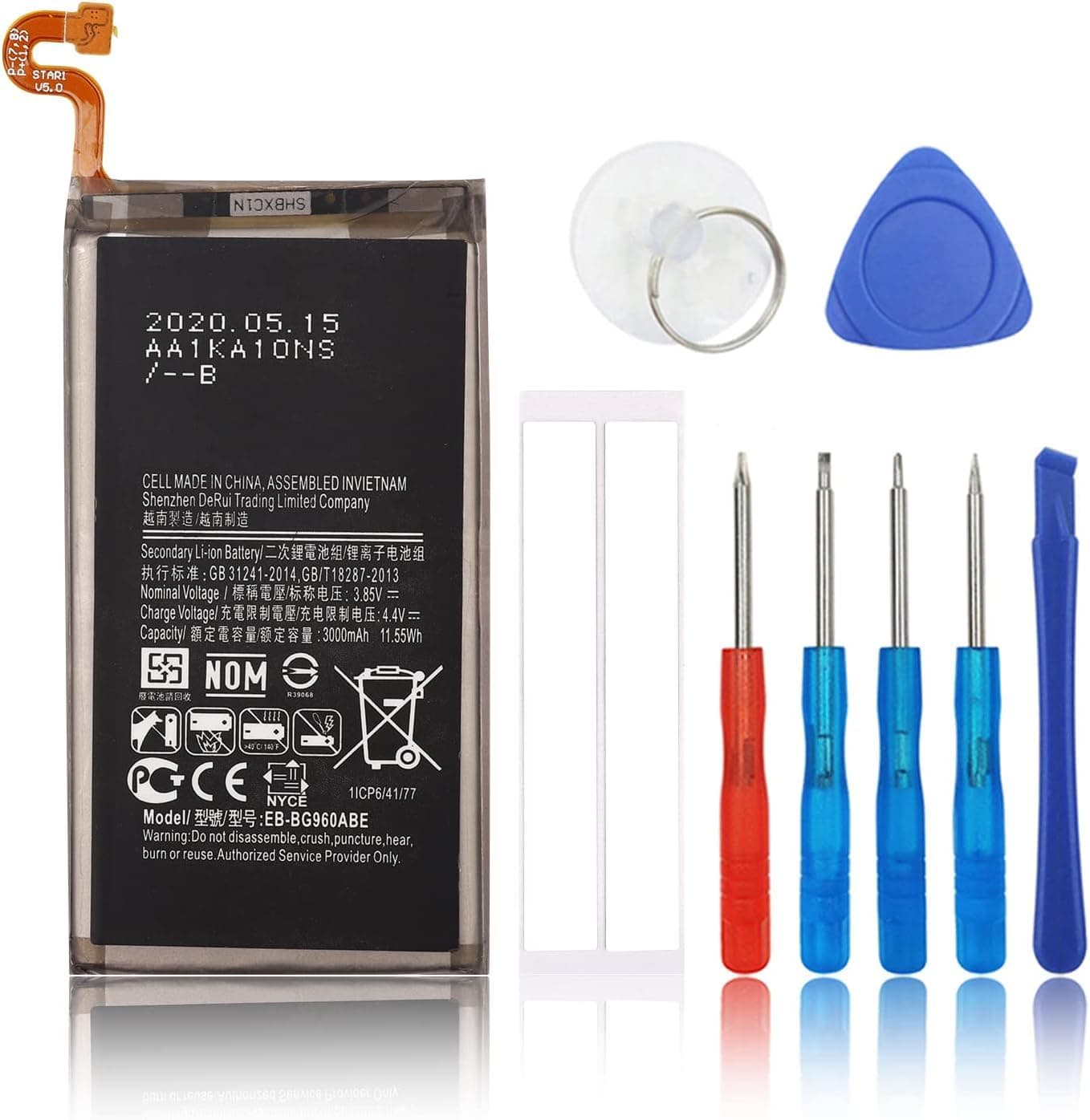 Replacement Battery Compatible with Samsung Galaxy S9 SM-G960F SM-G960 G960F G960 G960U EB-BG960ABE with Toolkit