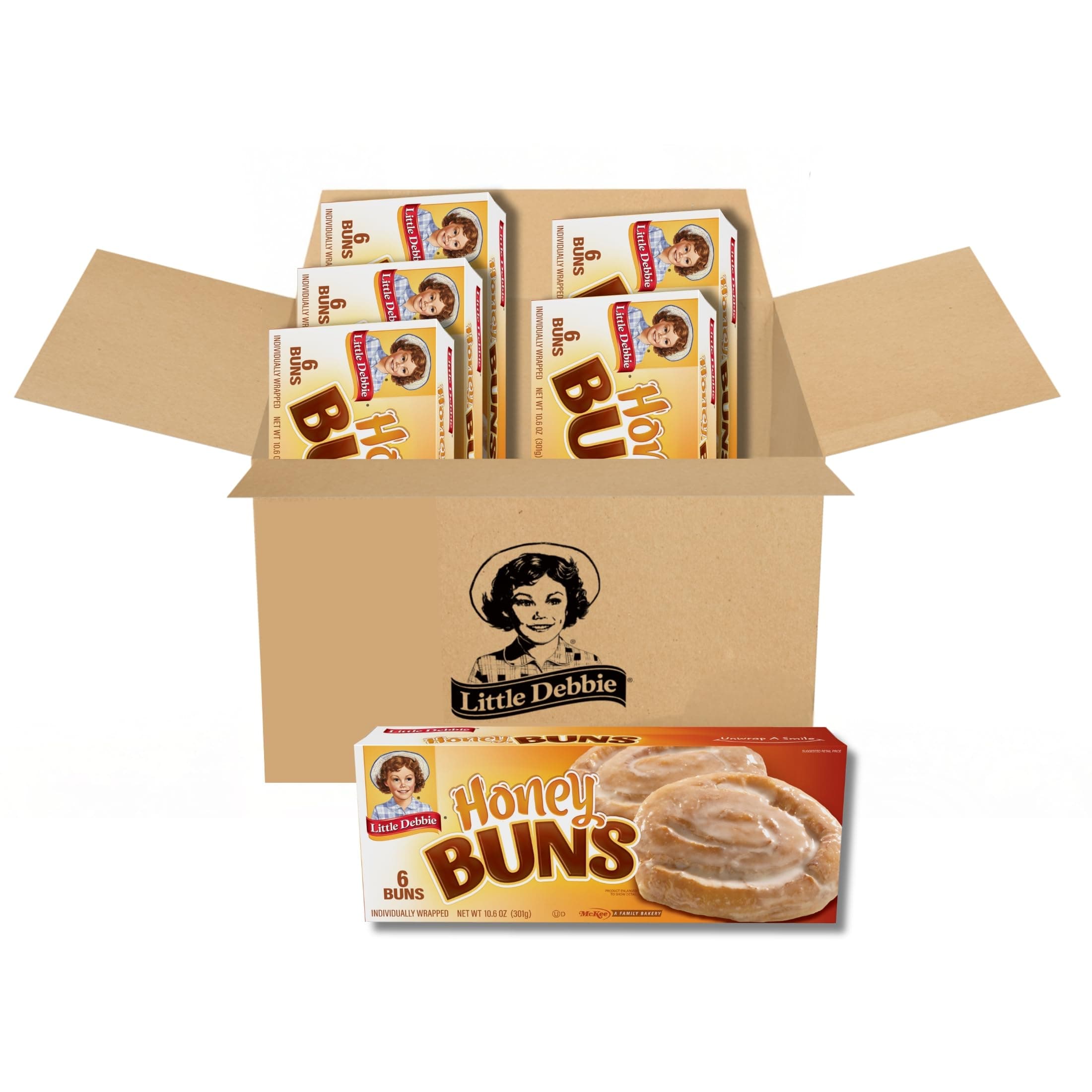 Snacks Honey Buns, 6-Count Box (Pack of 6)